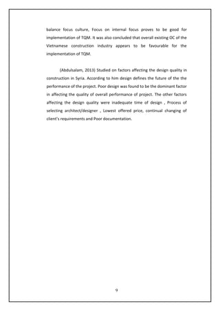construction input’s problems that decrease its... Factors affecting Quality of construction projects in India | PDF