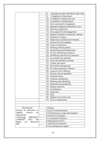 construction input’s problems that decrease its... Factors affecting Quality of construction projects in India | PDF