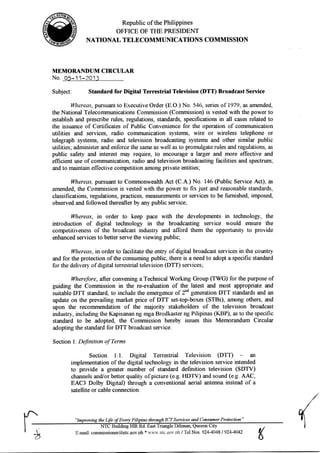 NTC Memorandum Circular No. 05 11-2013