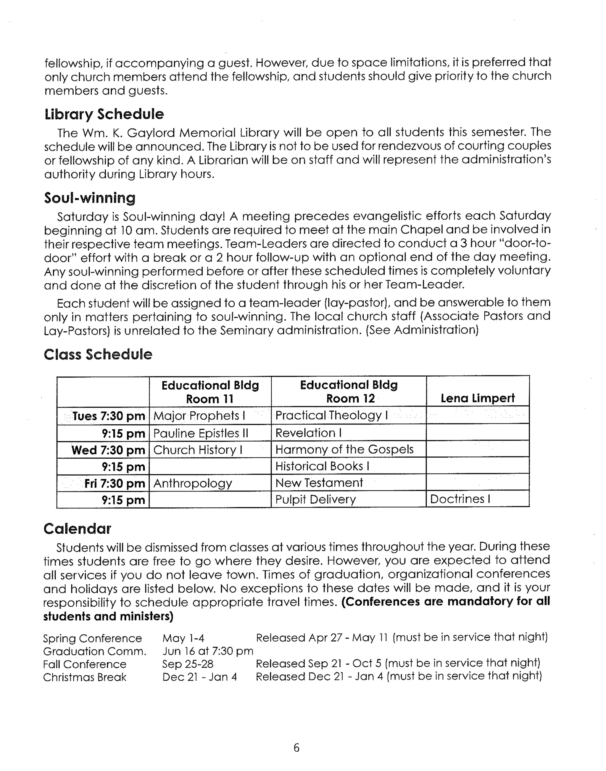 NTCS Student Handbook Spring 2006