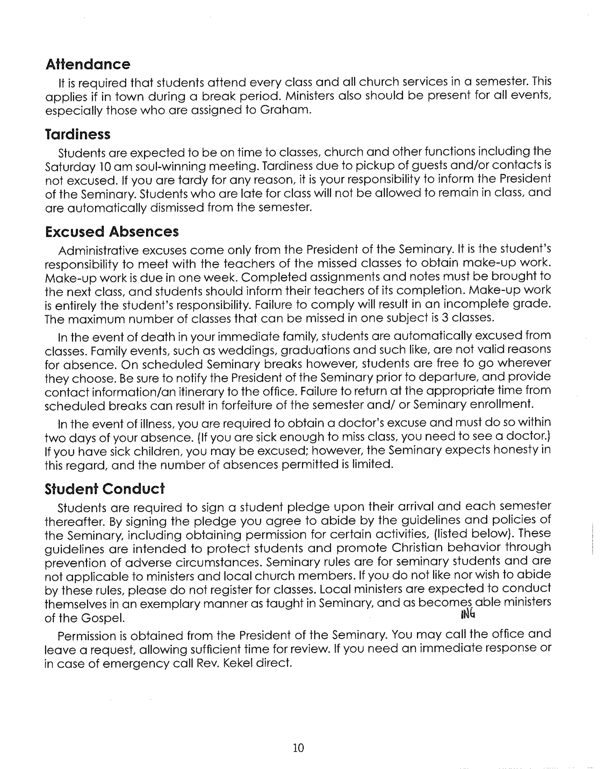 NTCS Student Handbook Spring 2006