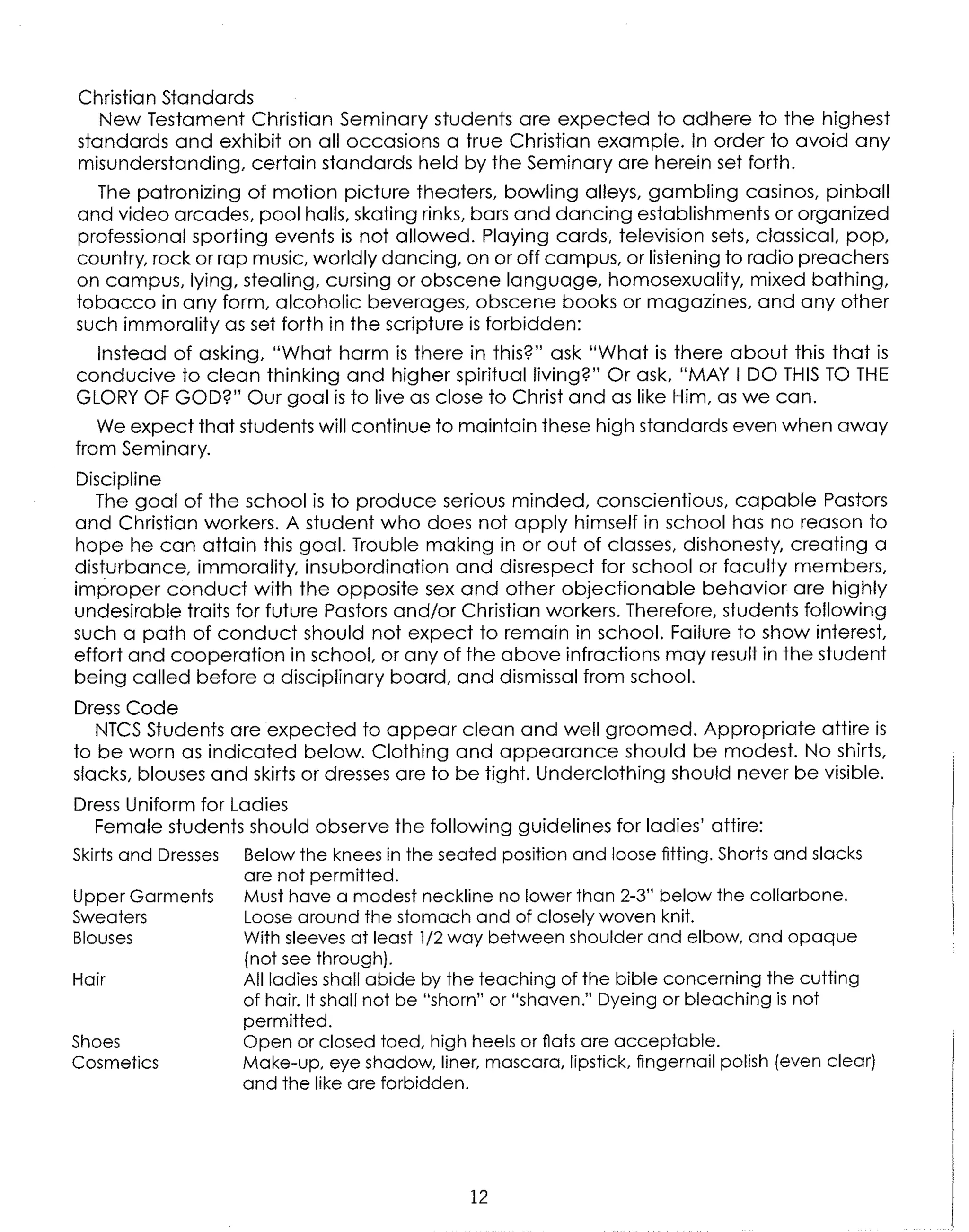 NTCS Student Handbook Spring 2006