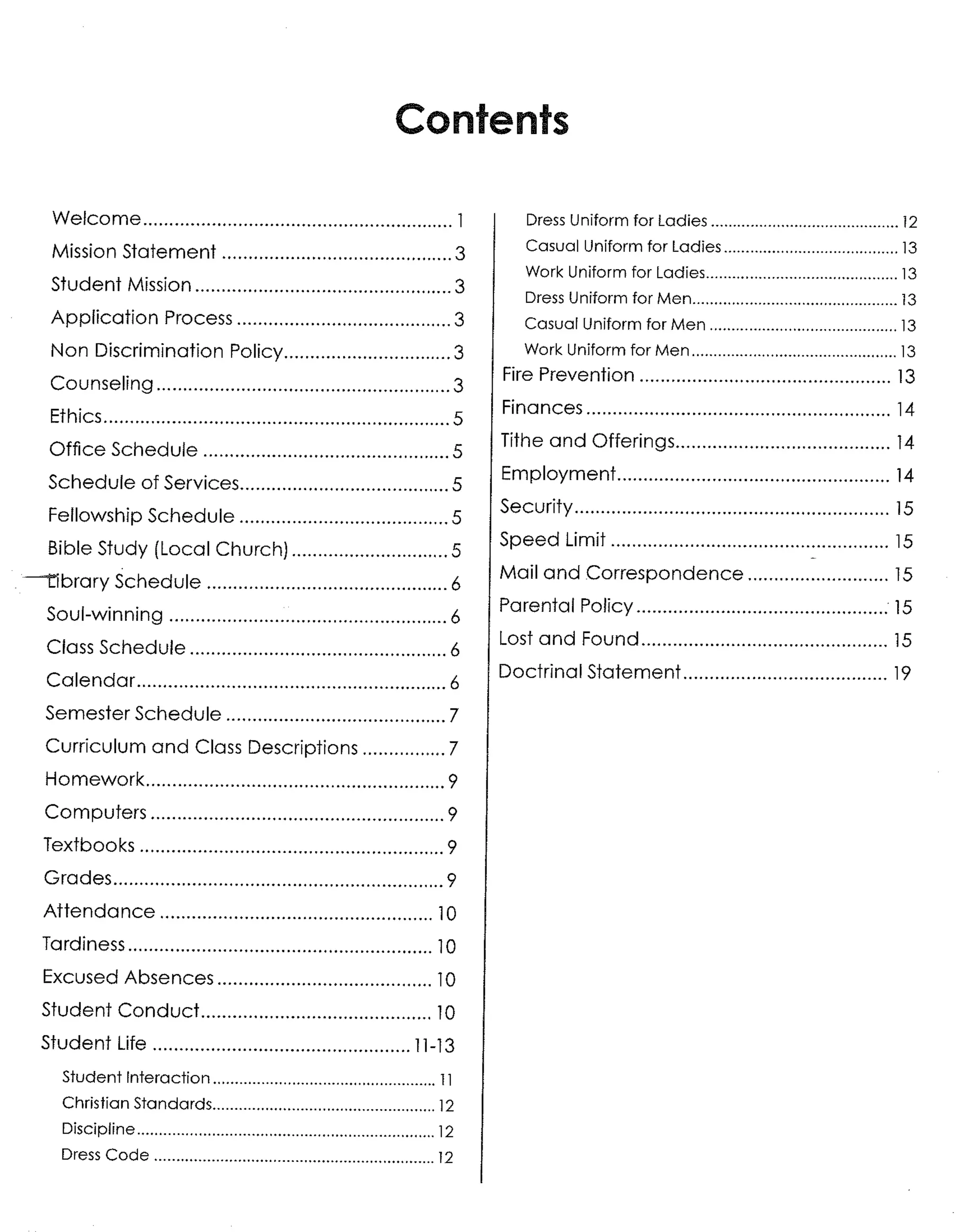 NTCS Student Handbook Spring 2006