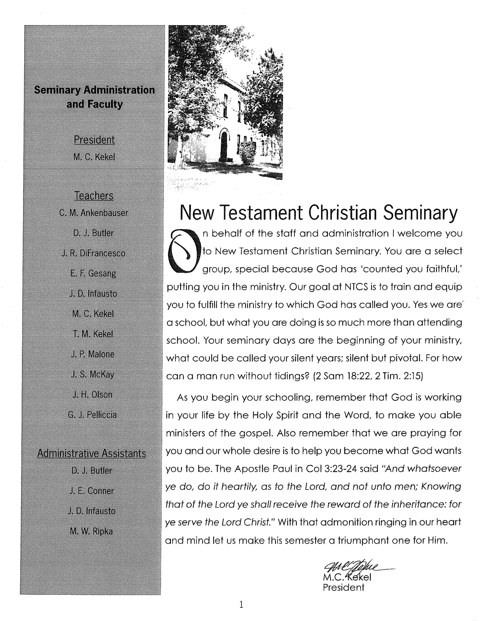 NTCS Student Handbook Spring 2006