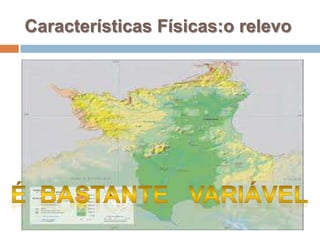 Características Físicas:o relevo
 