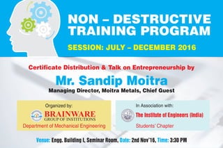 Non-Destructive Training Program