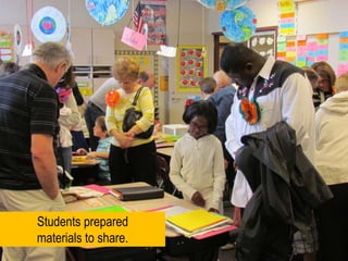 Students prepared materials to share. 
