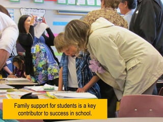 Family support for students is a key contributor to success in school.  