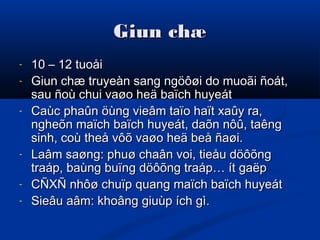 Giun chæGiun chæ
- 10 – 12 tuoåi10 – 12 tuoåi
- Giun chæ truyeàn sang ngöôøi do muoãi ñoát,Giun chæ truyeàn sang ngöôøi do muoãi ñoát,
sau ñoù chui vaøo heä baïch huyeátsau ñoù chui vaøo heä baïch huyeát
- Caùc phaûn öùng vieâm taïo haït xaûy ra,Caùc phaûn öùng vieâm taïo haït xaûy ra,
ngheõn maïch baïch huyeát, daõn nôû, taêngngheõn maïch baïch huyeát, daõn nôû, taêng
sinh, coù theå vôõ vaøo heä beå ñaøi.sinh, coù theå vôõ vaøo heä beå ñaøi.
- Laâm saøng: phuø chaân voi, tieåu döôõngLaâm saøng: phuø chaân voi, tieåu döôõng
traáp, baùng buïng döôõng traáp… ít gaëptraáp, baùng buïng döôõng traáp… ít gaëp
- CÑXÑ nhôø chuïp quang maïch baïch huyeátCÑXÑ nhôø chuïp quang maïch baïch huyeát
- Sieâu aâm: khoâng giuùp ích gì.Sieâu aâm: khoâng giuùp ích gì.
 