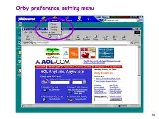 Orby preference setting menu 