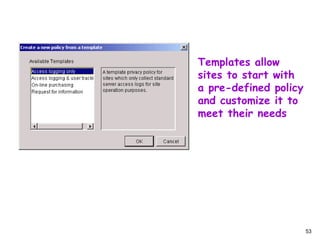 Templates allow  sites to start with a pre-defined policy and customize it to meet their needs 