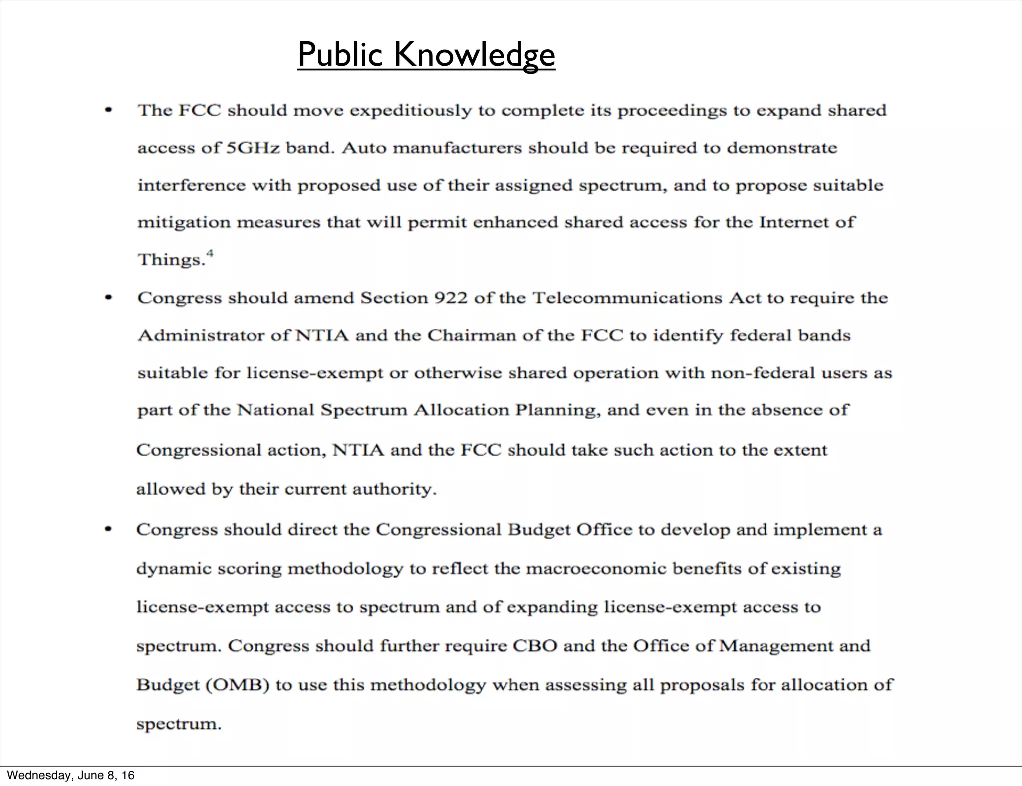 Public Knowledge
Thursday, June 9, 16
 