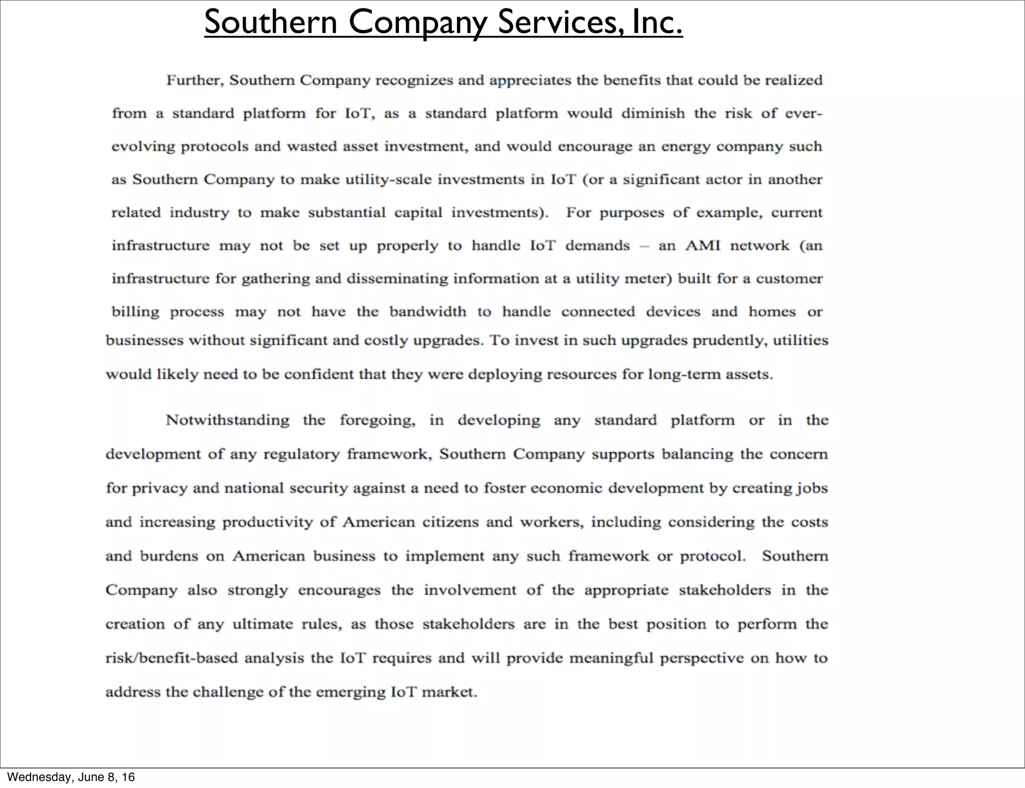 Southern Company Services, Inc.
Thursday, June 9, 16
 