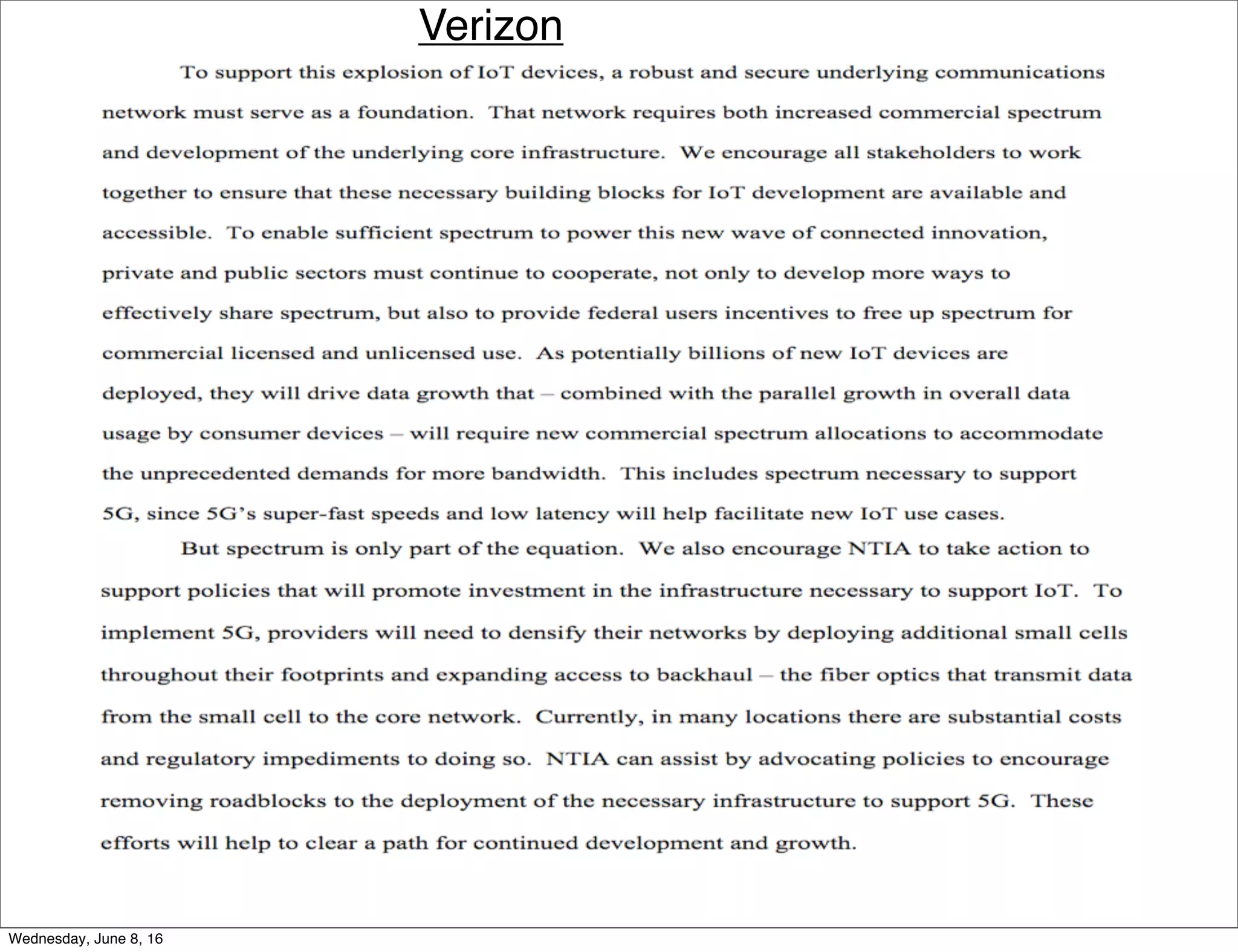 Verizon
Thursday, June 9, 16
 