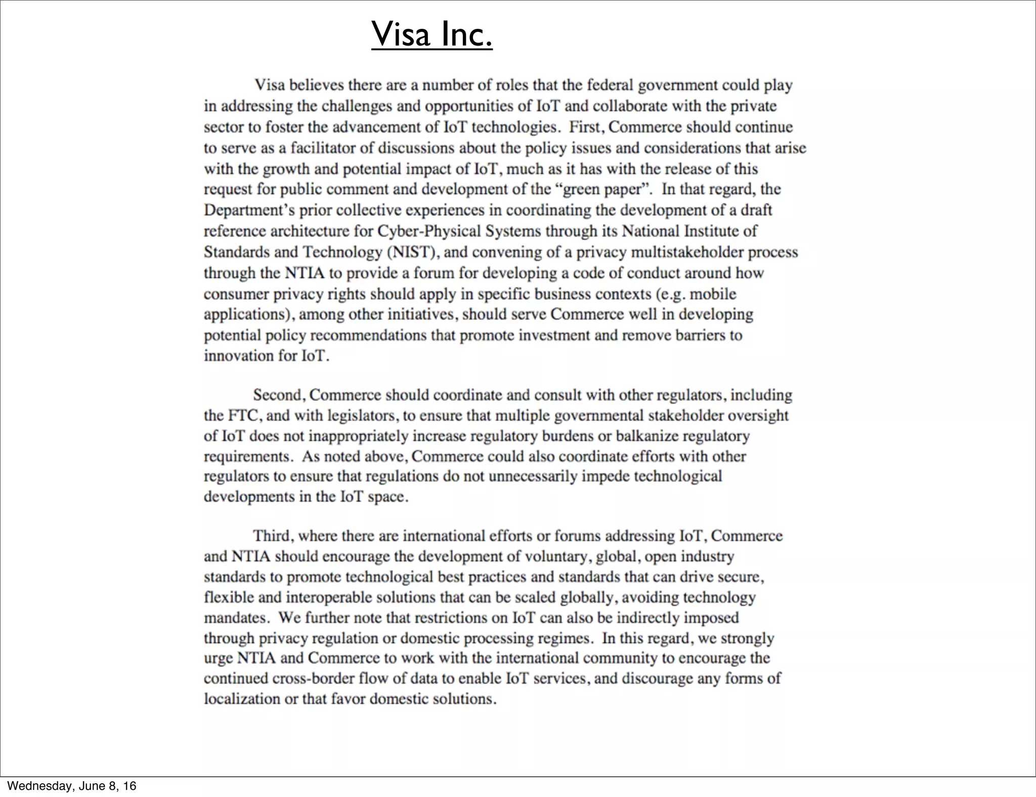 Visa Inc.
Thursday, June 9, 16
 