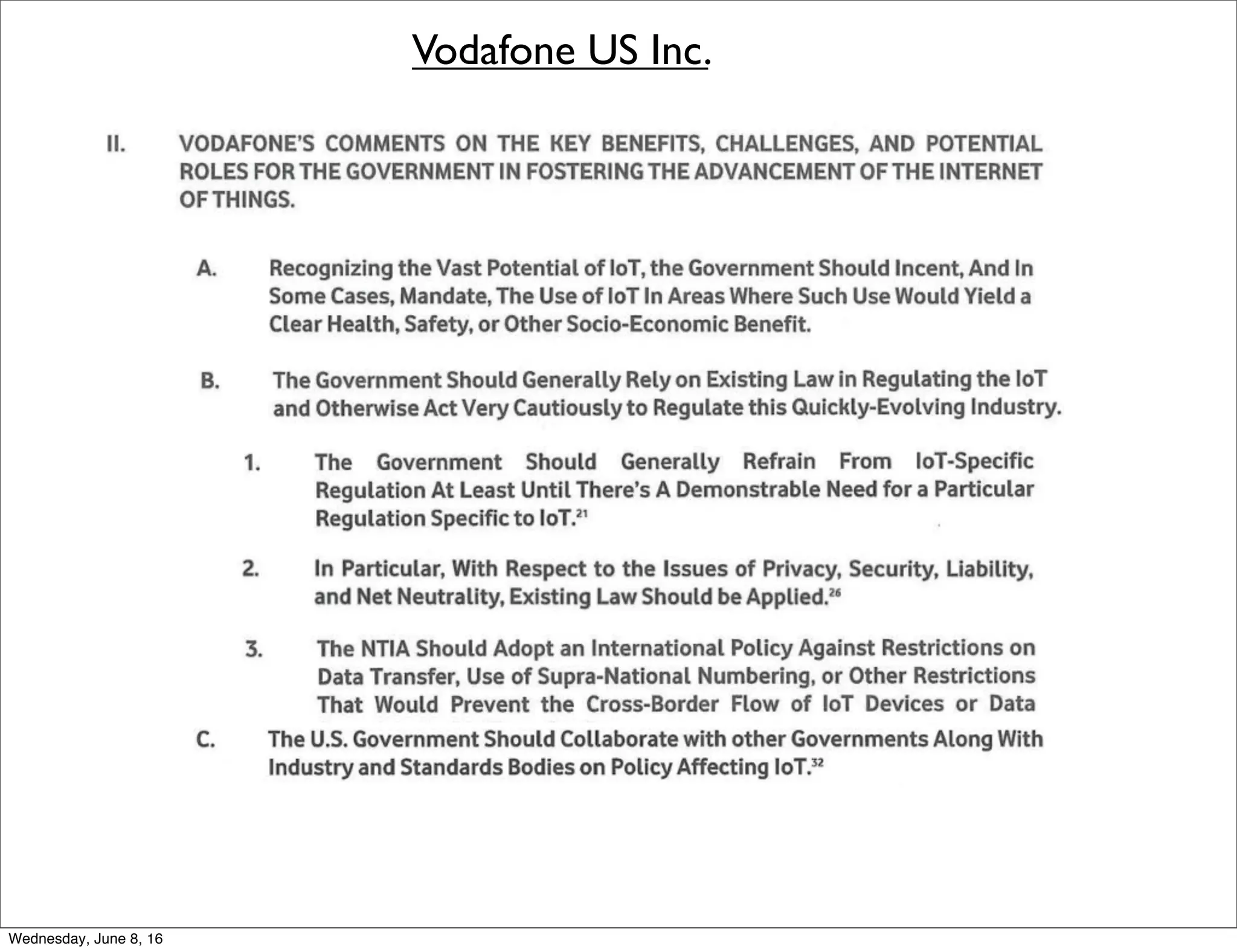 Vodafone US Inc.
Thursday, June 9, 16
 