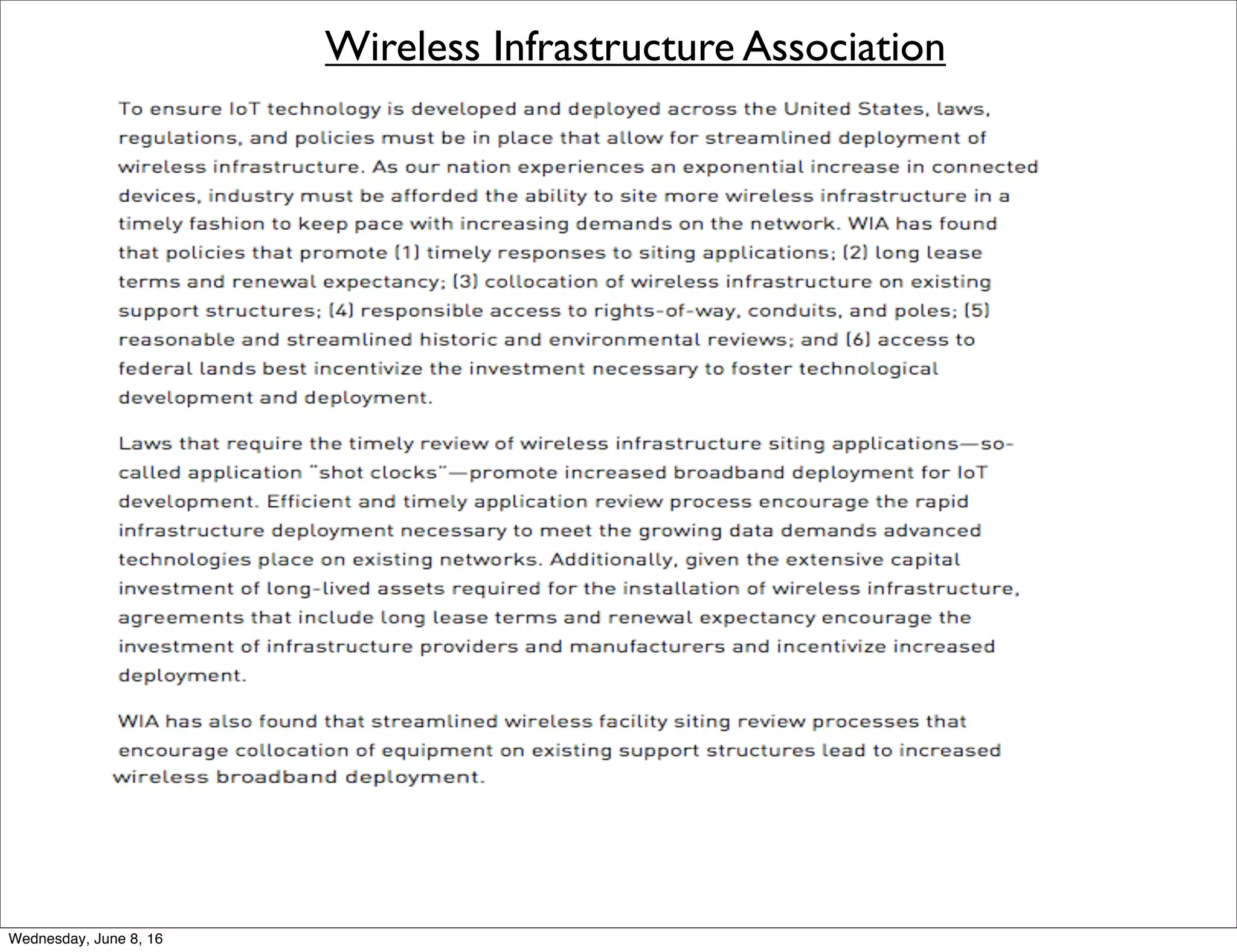 Wireless Infrastructure Association
Thursday, June 9, 16
 