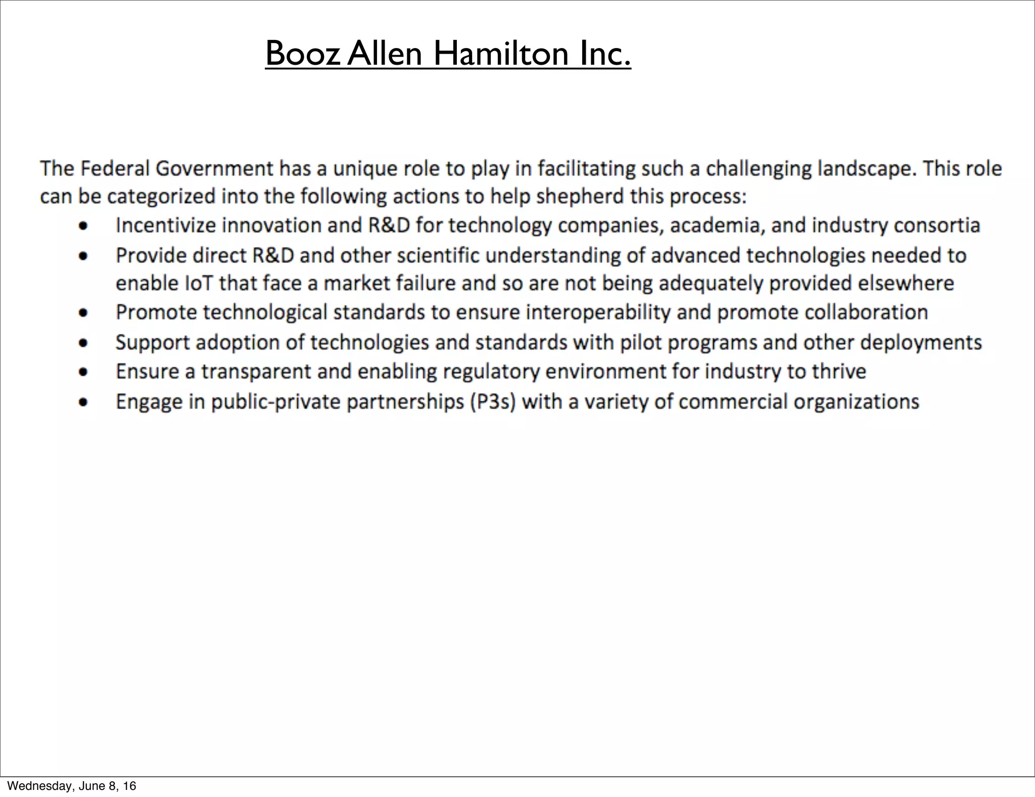 Booz Allen Hamilton Inc.
Thursday, June 9, 16
 
