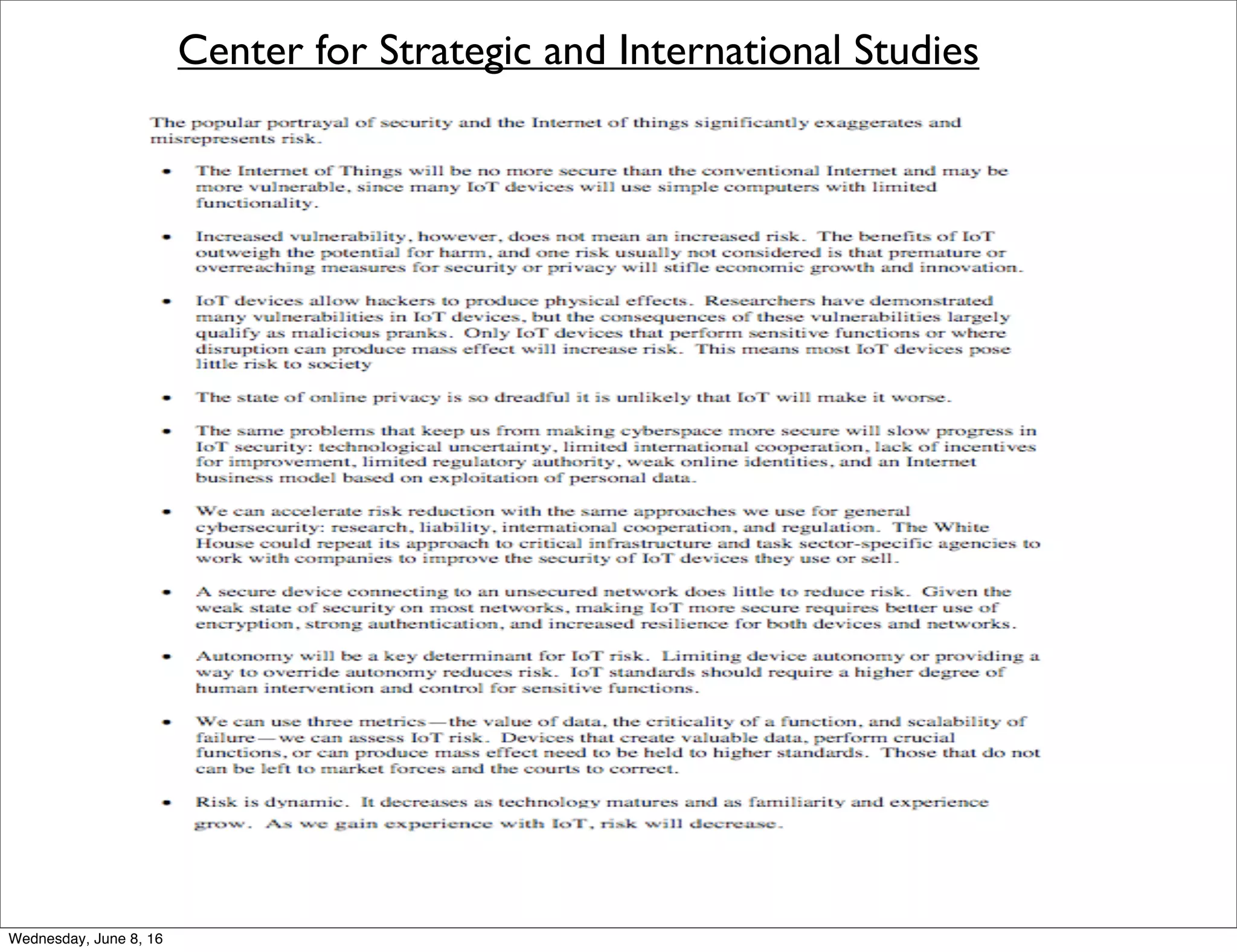 Center for Strategic and International Studies
Thursday, June 9, 16
 