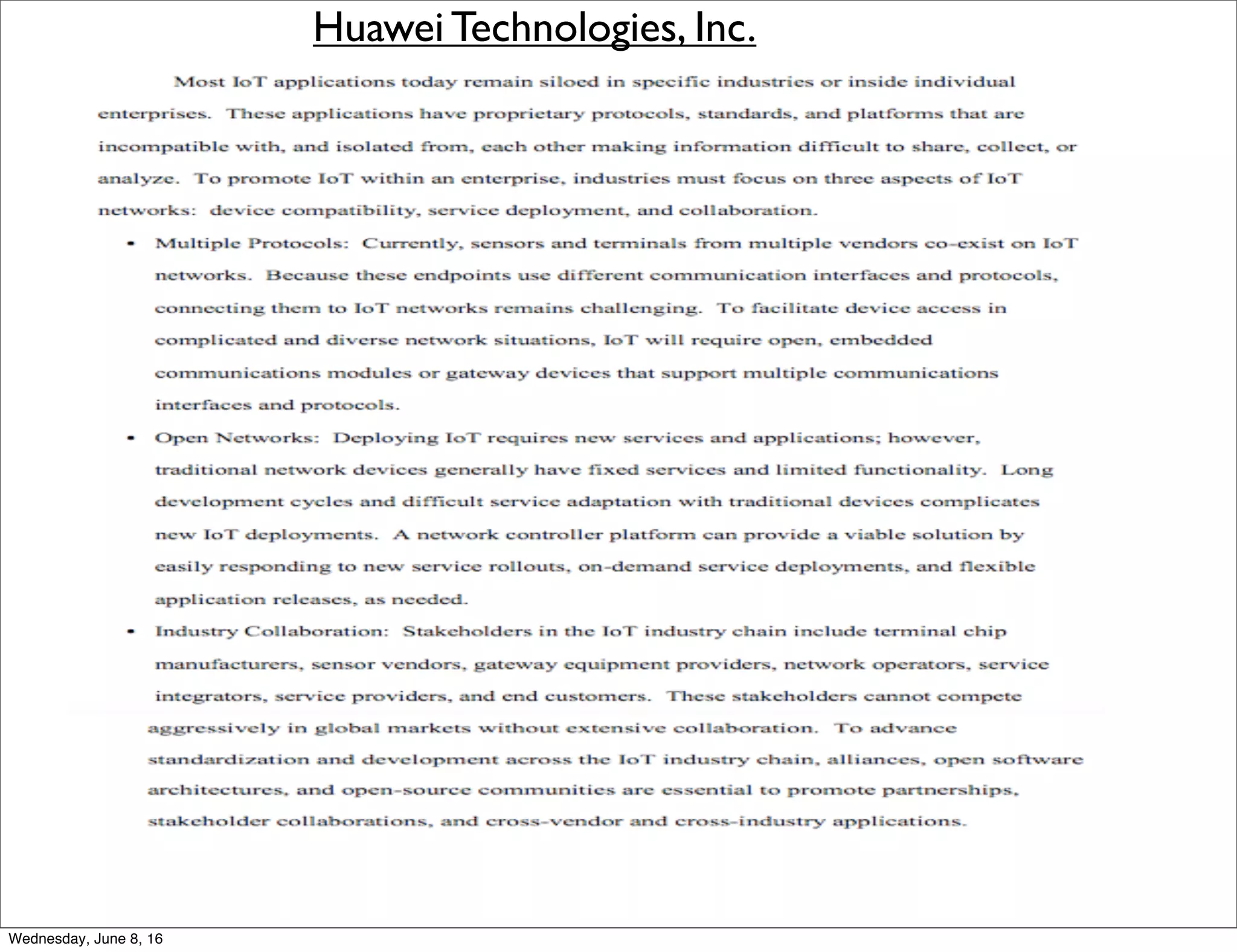 Huawei Technologies, Inc.
Thursday, June 9, 16
 