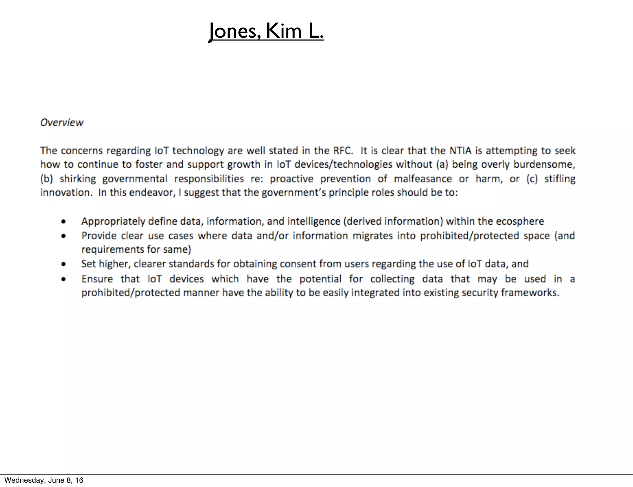 Jones, Kim L.
Thursday, June 9, 16
 