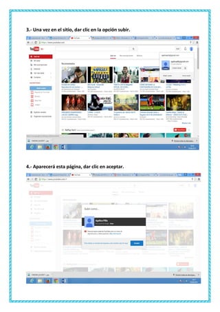 3.- Una vez en el sitio, dar clic en la opción subir.
4.- Aparecerá esta página, dar clic en aceptar.