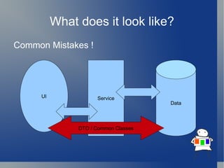 What does it look like? Common Mistakes ! UI Service Data DTO / Common Classes 