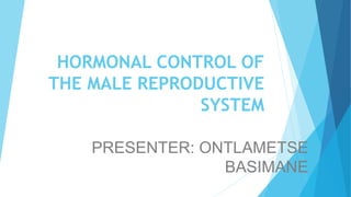 HORMONAL CONTROL OF
THE MALE REPRODUCTIVE
SYSTEM
PRESENTER: ONTLAMETSE
BASIMANE
 