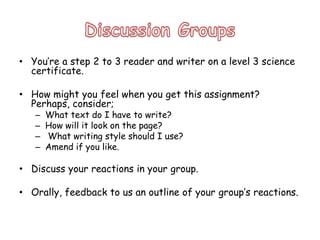 NTLT 2012 - Text types and writing frames for assignments | PPTX