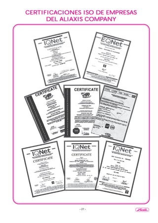 - 21 -
CERCERCERCERCERTIFITIFITIFITIFITIFICACICACICACICACICACIOOOOONES ISO DNES ISO DNES ISO DNES ISO DNES ISO DE EMPRESAE EMPRESAE EMPRESAE EMPRESAE EMPRESASSSSS
DDDDDEL ALIAEL ALIAEL ALIAEL ALIAEL ALIAXIS CXIS CXIS CXIS CXIS COOOOOMPMPMPMPMPANYANYANYANYANY
 
