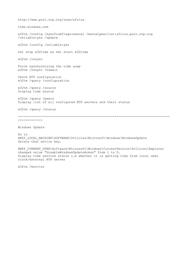 Basic command for Time sync (Domain Controllers) PDF