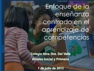 Colegio Ntra. Sra. Del Valle
Niveles Inicial y Primario
1 de julio de 2013
Enfoque de la
enseñanza
centrado en el
aprendizaje de
competencias
 