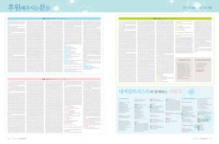 후원해주시는분들                                                                                                                                                                                                                                                                                                                                                                                       2011년 3월 ~ 2011년 5월


                                                                                    3 월 ( 후원기간 : 2011. 3. 1 ~ 3. 31 )                                                                                                                                                                                             5 월 ( 후원기간 : 2011. 5. 1 ~ 5. 31 )
새내기회원(가입순) 박혜령 한상아 이주희 추가화 나영철 박연화              김선형 김선희 김선희 김설 김성봉 김성섭 김성수 김성자(2만원)         유경연 유덕률 유상오 유석영 유선영 유영재 유은정 유재영 유정무         허남웅 허무룡 허수정 허영숙(3만원) 허원 허은경 허정 허주희 허혜정          (2만원) 김경일 김경환 김도홍 김병연 김연경 김유자 김재덕(2만원)     새내기회원(가입순) 지해안 이성모 이성인 이성재 선형택 염규남          김치정 김태우 김현정 김태욱 김태운 김해련 김혁(2만원) 김현일        임양희(3만원) 임용규 임재정 임정례 임정수 임정식 임정혁 임준호        신두리 기금 김미순 김태균 박지숙 손덕 오현주 이종대 임재희 장                    (3만원) 나주연 남궁환 남명희 남영진 모성진 문관호(3만원) 문성자
차영희 현영화 배경호 정의선 이지현 김명현 이호연 신혜원 최홍미             김성철 김성혜 김수민 김수아 김수아 김수홍 김순배 김순자 김승환         유주한 유철훈 유태규 유혜경(1만5천원) 유혜진 윤대길 윤문화 윤미향      현영화 현자영 현진오(3만원) 호미연 홍경진 홍란숙 홍분선 홍승란            김종규(2만원) 김종명 김종학(5만원) 노복미 서상희 송민희 송영숙      한미나 이상민 박두한 박승배 이지현 김나리 김성기 신희완 이민규         김현정 김현주 김현진 김형규(2만원) 김형미(2만원) 김형민 김형숙      (2만원) 임채기 임태영 임혜연 장강식 장남원 장대희 장명호 장미영       경숙 해피빈(15,200원)                                        문성혜 박금홍 박기숙 박민정(3만원) 박선영 박성준 박승은 박은순
안현지 안현솔 정아랑 곽현숙 안현진 송유진 장인숙 이배홍 정화수             김신숙 김아영 김애랑 김연미 김연희 김연희 김영 김영걸 김영미          (2만원) 윤보기 윤세진 윤영천 윤영철(3만원) 윤영희 윤옥임 윤우진      홍우정 홍유리 홍윤정 홍인숙(3만원) 홍정화 홍정화 홍정희 홍지은            (10만원) 송혜경 오흥민 우리심지 유영숙 윤선희 이명희(2만원) 이정용   법인.단체회비 그룹한어소시에이트(10만원) 에이제이주식회사(10만원)      김형중 김혜란 김혜련 김혜리(2만원) 김혜연 김혜열 김혜영(2만원)      장보인 장석일 장용숙 장윤경 장은경 장적훈 장정구 장정순 장종철         문화유산기금 고병복 김준호 김준희 이지은 이희선 정명균 정중헌                     박재숙 박정란 박정희 박준태 박지영 박지은 박초은 박태수 박행하
강천웅                                             김영선 김영채(2만원) 김옥희 김왕수 김용근 김용님 김용서 김용석        윤인숙 윤인숙 윤일빈 윤종근 윤주경 윤준의 윤지연 윤지영 윤현석         홍지혜 황다솔 황미선 황선희 황선희 황영수 황영조 황유희 황종욱             이지연(2만원) 이현 이혜림 이혜진 임영숙 장영주(3만원) 정석 정은경    G.C Alliance Inc.(10만원)                     김혜정 김홍기 김홍렬 김홍식 김회명 김효미 김효심 김희영 나경혜        장진영 장호은 전강원 전광민 전기쥬 전미숙 전선미 전수정 전옥주         조은경                                                    박현숙 박혜경(2만원) 배정자 백승덕 변영숙 서영희 서지은 성낙윤
법인.단체회비 에이제이 주식회사(10만원) G.C Alliance Inc.(10만   김용욱 김용혁 김용호 김우주 김유미 김유정(3만원) 김유진 김윤지        (1만5천원) 윤현진(2만원) 이건덕 이경아 이경애 이경원 이관희 이광자    황지민 황태주 황평우 황혜란 황희연                             정인선 조권국 청안스님 최정은(1만5천원) 하현정(5만원) 한영이       1% 클럽회비 김강회 김석봉 김인식(10만원) 김진홍 서백영(4만1천원)    (2만원) 나종운 남고희 남궁선옥 남궁효자 남영철 남운성 남준기        전재욱 전종건 정광태 정국희 정다정 정대화 정상현 정수정 정숙근         계양산기금 해피빈(5,800원)                                      (3만원) 성시형 송문호(2만원) 송유진 신경래(2만원) 신문선 신혜경
원) (주)그룹한 어소시에이트(10만원)                          김은규 김은덕 김은정 김은진 김익성 김인구 김인성 김인욱(2만원)        (3만원) 이광협 이국화 이근석 이나라 이나연 이덕근 이동은 이동춘       청소년회비 강민지 궁나연(1만원) 궁우식(1만원) 궁혜연(1만원) 권병윤        해피빈(59,300원) 허순 허통(30만원) 홍갑석 홍혜선           신강균 안주희 양병이 양인수(5만원) 오성열 오세창 유종하 이강재        남해관 노석근 노정은 노환춘 노희영 두용형 류안나 류지연 류희장        정숙이 정순영 정아랑 정용석 정윤영 정은진 정은희 정재훈 정주연         일반후원 임동란부부 싸이월드(7,800원) 해피빈(3,300원)                    안유정 여희숙 오세미(2만원) 오지나 우수잔 원정희 유동한 윤경혁
1% 클럽회비 김강회 김석봉 김인식(10만원) 김진홍 서백영(4만1천원)        김인호 김일중 김재덕 김재윤 김정남 김정득 김정미 김정상 김정숙         이동한 이동호(2만5천원) 이만호 이명은 이명진 이미사 이미지 이미현      김가온 김경민(1만원) 김경원(1만원) 김남주 김도연 김동윤 김명교           최순우옛집기금 강민규 강서연,윤상희 강현정 광진도서관친구들           (4만원) 장관식 장영주(5만원) 조숙희 조아현 채미옥(5만원) 채연선     마영애 문보식 문봉식 문성재(2만원) 문장렬 민경보(2만원) 민옥경      정준 정지영 정지희 정진아 정창현 정해준 정혜란 정혜진 정호훈          아름인포인트 기부 강영걸,정준                                       윤남구 윤병순 윤세형 윤소영 윤소정(1만5천원) 윤수민 윤이순 윤호연
신강균 안주희 양병이 양인수(5만원) 오성열 오세창 유종하 이강재            김정아 김정오 김정인 김정주 김정철 김정화 김정희 김종명(2만원)        (2만원) 이민규 이민아 이민애(2만원) 이민주 이병권 이병준 이보환      김명현 김민지 김범규 김범준(1만원) 김서림 김서빈 김성준 김연재            (3만원) 권경하,백민영 권기화 권석란 권종순 기상연(2만원) 김경숙     (6만원) 최금봉 한재호                               박공영 박광래 박동연 박두한 박란 박명규 박명수(2만원) 박미 박미영     정화수 정효 정희경 정희연 조규강 조규정 조규화 조명래 조미숙          일본지진피해아동돕기 해피빈(1만원)                                    이경숙 이경혜 이금주 이동진 이문희 이미영 이삼희 이상용 이성희
(4만원) 장관식 장영주(5만원) 조숙희 채미옥(5만원) 채연선(6만원)        김종범 김종우 김주덕 김주예 김중원 김지욱 김지윤 김지은 김지회         이복이 이복임 이상남 이상미 이상석 이상순 이상욱 이상혁 이선교         (1만원) 김예지 김윤혁 김인우(1만원) 김주영 김태현 김하영 나민주          김경애 김경희 김기봉 김기열 김도영 김동명 김미현 김병수 김보경        가족회비 강효석고미영 고영진 구은회 권수진 김강섭 김경언 김동휘         박민경 박민희 박상렬 박상보 박상열 박서현(3만원) 박선은 박선자       (2만원) 조미자(2만원) 조민서 조병주 조봉길 조봉애 조선영 조성열                                                             이순채,이명렬 이용규 이용미 이원화 이융희 이은솔 이재성 이재연
최금봉 한재호                                         김진 김진식(4만원) 김진희 김창민 김철식 김춘경 김치정 김태우         이선영 이선옥(2만원) 이선우 이선철 이선희 이선희 이성구 이수빈        나영철 남선욱 문수현 민시원 박규인 박민영 박보림 박숙인 박윤              김복례 김복영 김성숙 김영옥 김영희 김윤영 김윤형(5만원) 김은주       김봉석 김상덕 김선미 김선송 김선숙 김순애 김애숙 김연화 김영주         박선하 박성미 박성언 박성준 박승도 박승진 박신덕 박연 박연미         조성헌 조수경 조승리 조승리 조신애 조양현 조예순 조예진 조옥희         ( 재 )    내 셔 널 트 러 스 트          문 화 유 산 기 금      후 원   이전경 이정인 이지우,이종경 이현진 이형진 이호경 이회정 이효선
가족회비 강효석 고미영 고영진 구은회 권수진 김경언 김동휘 김봉석            김태욱 김태운 김태원(3만원) 김해련 김혁(2만원) 김현정 김현정 김현주    이수정 이수정 이승기 이승훈 이아람(1만5천원) 이아름 이언주 이연진      박현 박혜림 배강현 배서현 배하나 빈선규 서동민 서현정 성윤수              김일종 김정미 김정민 김정숙 김준애,조길형 김찬호 김철환 김평엽        김영호(3만원) 김원미 김유록(3만원) 김윤정 김은경(3만원) 김은실      박연재 박연화 박영길 박영숙 박영옥 박영환 박옥희 박완희 박원석        조용임 조용준 조원숙 조위래 조주숙 조주환 조준성 조진성 조향미                                                                이희관 이희숙 임기택 임해숙(2만원) 장민경 장원섭 전경미 전우혁
김상덕 김선미 김선송 김선숙 김선숙 김순애 김애숙 김연화 김영일             김현진 김형규(2만원) 김형미(2만원) 김형민(5만원) 김형숙 김형중      이연희 이영아 이우진 이원조 이유섭 이윤미 이윤석 이은경 이은정         송다연 안지웅 안현솔 안현지 안현진 오제원 오현주 유수민 유정미             김하인 김현우 나경영 나무영(3만원) 나주연 남영진 문관호(3만원)      김종래 김지영 김철벽 김철수 김태용 김현식 남경호 남령 노백호          박윤경 박윤신 박은숙 박은아 박은주 박은주 박의철 박일수(2만원)       조현민 조형철 주승재(3만원) 주신하 지성후 지해안 진승운 진영원        새내기회원 곽충험 김진오 류주완 박종호 석은진 양인수 이정인                      정기숙 정미영,유영석 정병관 정상희(5만원) 정선희 정양모 정현숙
(3만원) 김영주 김영호(3만원) 김원미 김유록(3만원) 김윤정 김은경         김혜란 김혜련 김혜리(2만원) 김혜연 김혜열 김혜영(2만원) 김혜정       이인경 이인숙 이재남 이재삼 이정구 이정선 이정실 이정아 이정영         윤영철 윤지운 윤현정 이길현 이명규 이민수 이선경 이선영 이성모             문성자 박금홍 박기숙 박민정(3만원) 박선영 박승은 박은순 박재숙       노장호 류형태 문윤경 박기선(3만원) 박명희(3만원) 박성희 박수정       박재관 박정근 박정옥(2만원) 박정원 박정주 박정철 박정현 박정훈       진종훈 진혜정 차미연 차선식 차은지 차정은(3만원) 차현정 차화진        이한솔 조봉연                                                정화순 조경미 조규영 조봉연 조숙미 조은희 조지혜(3만원) 진연숙
(3만원) 김은실 김종래 김지영 김철수 김태용 김현식 남경호 남령            김홍기 김홍렬 김홍식 김회명 김효미 김효심(2만원) 김희수 김희영        이정인 이정향 이정훈 이종은 이준경 이준호(3만원) 이준호 이지민        이성인 이성재 이세원 이세진 이승기 이승기 이시연 이신혜 이재요             박정란 박정희 박준태 박지영 박지은 박초은 박태수 박행하 박현숙        박승룡(4만원) 박은경(3만원) 박정애(3만원) 박주영 박해란 박현미      박종훈 박주희 박준범 박준하 박지현 박철수 박철준 박현주 박현철        (3만원) 채귀순 채진해 채현순 채희수 천성희(3만원) 최경숙(5만원)     재단주춧돌기금 강영선 곽재은 구지연 권미영 금동원 김경일 김경환                    진욱 차선우 차우진 차우혁 최규석 최미영 최소영 최송이 최아영
노백호 노장호 문윤경 박기선(3만원) 박명희(3만원) 박성희 박수정           나경혜(2만원) 나종운 남고희 남궁선옥 남궁효자 남영철(2만원) 남준기     이지선 이지연 이지영 이지은 이지은 이지효 이진경 이진길 이진영         이재희 이종은 이주희 이지나 이진화 이채운 이태영 이한솔 이혜린             박혜경(2만원) 백승덕 변영숙 서영희 성낙윤(3만원) 성시형 송문호      박혜경 방은진(5만원) 배경호 석대봉 성수경 송예완 송준섭 송채원        박현희 박혜경 박혜령 박혜명 박혜숙 박호운 박효정 박효진 박희정        최경원 최경환 최금덕 최동주 최미숙 최민석(5만원) 최병조 최봉현        김도홍 김병연 김재덕 김종규 김종명 김종학 나폴레옹(40만원) 노복미                 최영순(3만원) 최원일 최은정 최은혜 최종진 최형식,이충현(2만원)
박승룡(4만원) 박옥자(4만원) 박은경(3만원) 박정애(3만원) 박정호         남해관 노석근 노정은 노환춘 노희영 단중배 두용형 류안나 류지연         이진욱 이진화 이창희 이채영 이춘신 이충열(2만원) 이태신 이하정        이혜원 이혜지 이희송 임동욱 임동찬 임보연 임예은 장인협 장준형             송유진 신경래(3만원) 신문선 신혜경 안유정 여희숙 오세미(3만원)      신경숙 신동호 신숙정 신정아 신종순 신혜성 심준용 안은경 안홍표         박희진 배경래 배미경 배선옥 배은경 배일수 배장진 배재원 배재환 배      최상현(2만원) 최선숙 최소영 최숙자 최순영 최승원 최신해 최연창        서상희 송민희 송영숙(10만원) 송혜경 석겸화개(오십만원) 신한은행                  최혜원 하현정 (재)한국문물연구원 정의도(30만원) 한수민,한승민
(4만원) 박주영 박해란 박현미 박혜경 방은진(5만원) 배경호 석대봉          류희장 마영애 마이금 문보식 문봉식 문성재(2만원) 문장렬 민경보        이해라 이행철 이향배 이현규 이현정 이현주 이혜경(2만원) 이혜경        전지수 전지환 정소희 정아영 정윤배 정윤희 정현석 정효정 정희주             오지나 우수잔 원정희 유동한 윤경혁 윤남구 윤병순 윤세형 윤소영        양윤정 양혜화 여종욱 여춘길(5만원) 염규남 오채영 원영화 유상호        지현 배철용 백상옥 백유진 백은정 백인환 백청기 백혜경 백혜진         최예선 최완근 최윤덕 최윤희 최은영 최인옥 최정민 최정은 최종관         (10만원) 오흥민 우리심지 우성란 유영숙 윤선희 이근행 이명희(이만원)               한숙자 허길수 황경애 황양미 황영심 황인동
성수경 송예완 송준섭 신경숙 신동호 신숙정 신정아 신종순 신혜성             (2만원) 민옥경 박공영 박동연 박란 박명규 박명수(2만원) 박미 박미영    (2만원) 이혜숙 이혜영 이혜진(1만5천원) 이혜진 이홍란 이화연 이희순    조용솔 조용찬 조휘 차근식(1만원) 차범준 차은지 최다영 최정우 최희주         윤소정(1만5천원) 윤수민 윤호연 이경숙 이경혜 이금주 이동진 이문희     유정은 유지연 유형석 유희영 윤석남(3만원) 윤인석 윤종하(10만원)      (5만원) 변성준 사공정희 서건혁 서명덕 서민경 서상기(3만원) 서설송    최종옥 최준희 최지순 최지혜 최찬순 최찬환 최창식 최철수 최하늘         이정용 이지연 이현 이혜림 이혜진 임영숙 정석 정은경 정인선 조권국                  도래마을옛집 후원 곽명화 김만중 김미경 김영록 김원준 김은숙
심준용 안은경 안홍표 양혜화 여종욱 여춘길(5만원) 원영화 유상호            박민경 박민희 박상렬 박상보 박상열 박서현(3만원) 박선은 박선자        이희영(2만원) 이희준 인정은(2만원) 임건웅 임세라(2만원) 임양희      하늘고은빛(1만원) 하지예 한상아 한상욱 한영연 허정 현지화 홍민기           이미영 이삼희 이상용 이성희 이순채,이명렬 이용규 이용미 이원화        은수희 이경태(5만원) 이기세 이기세(3만원) 이기영 이상철 이상훈       서성남 서성무 서영석 서왕진 서유순 서정민 서정임(2만원) 서종철 서     (2만원) 최하얀 최형근 최홍미 최희선 최희정 추민호 하재희 한경원       차근식(3만원) 채경진 청안스님 최정은(1만5천원) 하현정(5만원) 한영이              (9만원) 김인서(이만원) 김창묵 김현숙 김형수 노장래 문명자 박범주
유인구 유정은 유지연 유형석 유희영 윤석남(3만원) 윤인석 윤종하            박선하 박성미 박성언 박성준 박승도 박승진 박신덕(2만원) 박언진        (3만원) 임용규 임재정 임정례(2만원) 임정수 임정식 임정혁 임정희      홍윤기                                             이융희 이은솔 이재연 이전경 이정인 이지우 이종경 이현진 이현행        이승현 이시은 이안숙 이용집 이웅희 이재용 이지윤(3만원) 이지현        주옥 서지형 서효석 석란 석보미 선형택 설정임 성금희 성기숙(3만원)     한국환경공단 자연사랑(4만원) 한규성 한금옥 한금희 한동욱 한미나        허순 홍갑석 홍혜선 에스케이커뮤니티(3,600) 해피빈(161,700)                박시현 박영경 박재호 박형근 성대철 신복순 신재욱 양은주 엄기준
(10만원) 은수희 이경태(5만원) 이기세(3만원) 이기영 이상철 이상훈        박연 박연미 박연재 박연화 박영길 박영숙 박영옥 박옥희 박완희          (2만원) 임준호 임채기 임태영 임혜연 장강식 장남원 장대희 장명호       평생회비 김선희 오명순                                    이형진 이호경 이회정 이효선 이희관 이희숙(5만원) 임경혁 임기택       이찬구(4만원) 이창록 이창복 이현웅(3만원) 이현희 이호영 이훈(3만원)   성명순 성연심 성종기 손관욱 손민경 손수호 손영순 손영화 손용훈        한미희 한상일 한석진 한승원 한승혜 한용준 한정미(2만원) 한주혜        최순우옛집기금 강민규 강서연,윤상희 강현정 광진도서관친구들                       윤미란 이강정 이봉수 이연숙 이인숙 임세진 장영기 조경숙 최공섭
이승현 이시은 이안숙 이용집 이웅희 이재용 이지윤(3만원) 이지현            박원석(2만원) 박윤경 박윤신(2만원) 박윤정 박윤정 박은숙 박은아       장미영(2만원) 장보인 장석일 장용숙 장윤경 장은경 장적훈 장정구        매화마름기금 이현웅 해피빈(4,700원)                          임해숙(2만원) 장민경 전경미 전우혁 정기숙 정미영,유영석 정병관       인갑환 임수빈 장병현 장인숙 장환진 정규철 정미애 정소영 정한영         손정연 손정완 손지애 손현옥 손현옥 송명희 송영철 송유진 송준상        한준섭 한진숙 한진영 한현구 한혜선 허갑래 허남웅 허무룡 허수정         (3만원) 권경하,백민영 권기화 권석란 권종순 권지란 기상연(2만원)                 (2만원) 한필원
이찬구(4만원) 이창복 이현웅(3만원) 이현희 이호영 이훈(3만원) 인갑환       박은주 박의철 박일수(2만원) 박재관 박정근 박정원 박정주 박정철        장정순 장종철 장진영 장호은 전강원 전광민 전기쥬 전미숙 전선미         동강기금 김연석 김윤정 김현수 이명순(2만원)                       정상희(5만원) 정선희 정양모 정화순 조경미 조숙미 조은희 조지혜       정현숙 조경숙 조금행 조기호 조문기 조성진 조성희 조순이 조아라         송준용 송지원 송지원 송형석 신가정 신경원 신미저 신석철 신승숙        허영숙(3만원) 허원 허은경 허정 허주희 허혜정 현영화 현자영 현진오      김경숙 김경애 김경희 김기봉 김기열 김도영 김도현 김동명 김동순                    권진규아틀리에 기금 김동연 김정균 남태희 박형진 신봉자 안혜경
임수빈 장병현 장환진 정규철 정미애 정소영 정한영 정현숙 조경숙             박정훈 박종훈 박주경 박주희 박준범 박준하 박지현(2만원) 박철수        전수정 전옥주 전재욱 전종건 정광태 정국희 정다정 정대화 정상현         이민애 해피빈(11,900원)                                (3만원) 진연숙 진욱 차선우 차우진 차우혁 청미래자연식뷔페 최규석      조옥경 조완영 조정상 진연숙 천영미 최상미 최은숙 최정희 최희성         신승준 신영옥 신용우 신원우 신은영 신인영 신준 신지영 신지원         (3만원) 호미연 홍경진 홍란숙 홍분선 홍승란 홍우정 홍유리 홍윤정       김미현 김병수 김보경 김복례 김복영 김서령 김성숙 김영숙 김영옥 김                  여희숙 원가을 윤은자 이선희 이성임 이향배 정은숙 최효정 허명회
조금행 조기호 조문기 조성진 조성희 조순이 조아라 조옥경 조완영             박철준 박태현 박현철 박현희 박혜경 박혜령 박혜명 박혜숙 박호운         정수정 정숙근 정숙이 정순득 정순영 정아랑 정용석 정윤영 정은진         연천DMZ 기금 홍은지 해피빈(20,000원)                       최미영 최소영 최송이 최아영 최영순(3만원) 최원일 최은정 최은혜       추가화 추태귀 한명희 한송이 한영옥 한재숙(3만원) 한희영 허영길        신현주 신혜원 심경미 심여정 심연옥 심재연 심재영(2만원) 심재웅       홍인숙(3만원) 홍정화 홍정화 홍정희 홍지은 홍지혜 황난숙 황다솔        영옥 김영희 김윤영 김윤형(5만원) 김은주 김일종 김정미 김정민 김정                 (2만5천원)
조정상 진연숙 천영미 최상미 최용림 최은숙 최정희 추가화 추태귀             박효정 박효진 박희정 박희진 배경래 배미경(1만5천원) 배선옥 배영은      정은희 정재훈 정주연 정준 정지영 정지희 정진아 정창현 정해준          원흥이방죽 기금 이상영 해피빈(40,600원)                       최형식,이충현(2만원) 최혜원 하현정 (재)한국문물연구원 정의도        홍대식 홍성지 홍원표 홍주식                             심지연 심현희 안상기(환생교) 안석순 안시현 안신영 안영미(2만원)      황미선 황미선 황선희 황선희 황영수 황영조 황유희 황종욱 황지민         숙 김준애,조길형 김찬호 김철환 김평엽 김하인 김현우 나경영 나무영
(3만원) 한명희 한송이 한영옥 한재숙(3만원) 한희영 허영길 홍대식          배은경 배일수 배장진 배재원 배재환 배지은 배철용 백상옥 백유진         정혜란 정혜진 정호훈 정효 정희경 정희연 조규정 조규화 조대영          신두리기금 김미순 김태균 박지숙 손덕 오현주 이종대 임재희                (30만원) 한수민 한승민 한숙자 허길수 허성덕 홍영준 황경애 황양미     일반회비 (주)M큐빅 강경혜 강경화 강경희 강덕용(2만원) 강동진        안영선 안원용 안정순 안정희 안종준 안중호 안지희 안진형 안창모        황태주 황평우 황혜란 황희연
홍성지 홍원표 홍주식                                     백은정 백인환 백청기 백혜경 백혜진(5만원) 변성준 사공정희 서건혁       조미숙(2만원) 조미자(2만원) 조민서 조병주 조봉길 조봉애 조선영       장경숙 해피빈(16,000원)                                황영심 황인동                                    강미송 강슬기 강여정 강연실 강연이(2만원) 강영애 강은경 강일희        안태건 안혜경 안혜영 안홍균 양경엽 양경희 양귀순 양선승 양소영        청소년회비 강나현 강민지 강은희 궁나연 궁우식 궁혜연 권병윤
일반회비 ((주)M큐빅 강경혜 강경화 강경희 강덕용(2만원) 강동진           서경임(3만원) 서명덕 서민경 서상기(3만원) 서설송 서성남 서성무       조성열 조성헌 조수경 조승리 조신애 조아현 조양현 조예순 조옥희         근대문화유산기금 김지은 설정임 신미정 이정은 정소영                    도래마을옛집 기금 곽명화 김미경 김영록 김원준 김인서(2만원) 김창묵     강정석 강정순 강정임 강천웅 강춘성 강한별(강성남) 강현국 강희수        양은주 양주아 양지연 양효선 엄운진 엄정순 오경진 오사라 오선희        김가온 김경민 김경원 김나경 김남주 김다예 김도연 김동윤 김명교
강미송 강슬기 강여정 강연실 강연이(2만원) 강영애 강은경 강일희            서영석 서왕진 서유순 서정민 서정임(2만원) 서종철 서주옥 서지형        조용임 조용준 조원숙 조위래 조주숙 조주환 조준성 조진성 조향미         계양산기금 해피빈(24,200원)                              김현숙 김형수 노장래 문명자 박범주 박재호 박형근 성대철 신복순        강희숙 고대연 고대현 고아라 고영준 고용석 고은경(2만원) 고정림        오성규 오수경 오주한 오지나 오지혜 오진이 오혜영 오흥주 왕남식        김명현 김민주 김민지 김범규 김범준 김서림 김서빈 김성준 김연재
강정석 강정순 강정임 강춘성 강한별 강현국 강희수 강희숙 고대연             서효석 석란 설정임 성금희 성기숙(3만원) 성명순 성연심 성종기         조현민 조형철 주승재(3만원) 주신하 지성후 진승운 진영원 진종훈        맹산기금 정병준                                        윤미란 이강정 이봉수 이연숙 이인숙 임세진 장영기 정은영 조경숙        고종근 고종현 공보배 공영자 곽근식 곽동석 곽병곤 곽봉암 곽현          우경원 우동선 우왕기 우희정 원미령 원선이 원영주 유경연 유덕률        (1만원) 김예지 김우신 김윤혁 김인우 김주영 김태현 김하영 김혜연
고대현 고아라 고영준 고용석 고은경(2만원) 고정림 고종근 고종현            손관욱 손민경 손수호 손영순 손영화 손용훈 손정연 손지애 손현옥         진혜정 차미연 차선식 차영희 차은지 차정은(3만원) 차현정 차화진        일반후원 고부자 디아지오코리아(22만원) 신경원(2만원) 임동란부부           최공섭(2만원) 한필원                               곽현숙 곽혜란 구선영 구향모 국준호 권경남(2만원) 권기훈 권미령        유상오 유선영 유영재 유은정 유재영 유정무 유주한 유철훈 유태규        나민주 나영철 나유림 남선욱 문수현 박규인 박보림 박수빈 박숙인                   (사) 한국내셔널트러스트 후원안내                            (재) 내셔널트러스트 문화유산기금 후원안내
고태균(1만5천원) 공보배 공영자 곽근식 곽동석 곽병곤 곽봉암 곽현           송영철 송준상 송준용 송지원 송형석 신가정 신경원 신미저 신미정         (3만원) 채귀순 채정원 채진해 채현순 채희수 천성희(3만원) 최경숙      싸이월드(12,700원) 해피빈(6,100원)                       권진규아틀리에 기금 김동연 김정균 남태희 박형진 신봉자 안혜경         권봉하 권선미 권선혜 권진호 권혁예 금재희 길근환 김건동 김건호         유현상 유혜경(1만5천원) 유혜진 윤대길 윤문화 윤미향(2만원) 윤인숙    박채린 박혜림 배강현 배서현 배하나 백지웅 빈선규 서동민 서현정
곽현숙 곽혜란 구경민 구선영 구향모 국준호 권경남(2만원) 권기훈            신석철 신승숙 신승준 신영옥 신용우 신원우 신은영 신인영 신준          (5만원) 최경원 최경환(2만원) 최귀자 최금덕 최동주 최미숙 최민석      아름인포인트 기부 강영걸 어현숙(12만원) 최호진                     여희숙 원가을 이선희 이성임 이정진 이향배 정은숙 최효정 허명회        김경수 김경희 김금녕 김기안 김기연 김기원 김기주 김나연 김다해         윤보기 윤세진 윤영천 윤영철(3만원) 윤영희 윤우진 윤인숙 윤일빈       성윤수 송다연 안지웅 안현솔 안현지 안현진 오현주 유수민 유정미
                                                신지영 신지원 신현주 심경미 심여정 심연옥 심재연 심재웅 심지연         (5만원) 최병조 최봉현 최선숙 최소영 최숙자 최순영 최승원 최신해       학술용역비 문화유산기금으로 기부 김홍남 송인호 윤대길 윤상구               (2만5천원)                                                                                윤종근 윤주경 윤준의 윤지영 윤현석 윤현진(2만원) 이건덕 이경아       윤영철 이성모 윤지운 윤현정 윤현정 이경애(1만원) 이길현 이명규            • 대표계좌 신한은행 100-014-159270                           • 대표계좌 신한은행 100-020-297069
권두영 권미령 권봉하 권선혜 권진호 금재희 김건동 김건호 김경수                                                                                                                                                                                                (2만원) 김대종 김대진 김도식(2만원) 김민정 김도훈 김민정 김동헌
                                                                                                                                                                                                                                                                                                                                                                          • 매화마름 후원 외환은행 071-22-02407-0                        • 예금주 (재)내셔널트러스트 문화유산기금
김경희 김금녕 김금자 김기안 김기연 김기원 김기주 김나연 김대종             심현희 심현희 안상기 안석순 안시현 안신영 안영미(2만원) 안영선        최아람 최연창 최예선 최완근 최윤덕 최윤희 최은영 최인옥 최정민                                                         도래명예주인 김윤수 박미란                             김마리 김미영 김민정 김만희 김명자 김명희(2만5천원) 김미령 김미연      이경원 이관희 이광자(3만원) 이광협 이국화 이근석 이나라 이나라       이민수 이성재 이성인 이배홍 이선경 이선영 이성모 이성인 이성재
                                                                                                                                                                                                                                                                                                                                                                          • 동강제장 후원 신한은행 100-014-305960                        • 소득공제용 후원영수증 문의
김대진 김도식(2만원) 김도훈 김동헌 김마리 김만희 김명자 김미령            안원용 안정순 안정희 안종준 안중호 안지희 안진형 안창모 안태건         최정은 최종관 최종옥 최준희 최지순 최지혜 최찬순 최찬환 최창식         ( 재 )   내 셔 널 트 러 스 트       문 화 유 산 기 금   후 원   최순우옛집 물품후원 김은영(김광균 시집)                     김미영 김미정(2만원) 김민수 김민숙 김민정 김민제 김민진 김범묵        (2만원) 이덕근 이동은 이동춘 이동한 이동호(2만5천원) 이만호 이명은   이세원 이세진 이승기 이승기 이시연 이신혜 이재요 이재희 이종은
                                                                                                                                                                                                                                                                                                                                                                          • 신두리 후원 외환은행 071-22-02077-5                           재단 사무국 02-3675-3401~2
김미연 김미영 김미영 김미정(2만원) 김미화 김민수 김민숙 김민정            안혜경 안혜영 안홍균 양경엽 양경희 양귀순 양선승 양소영 양은주         최철수(2만원) 최하얀 최형근 최홍미 최희선 최희정(2만원) 추민호                                                       도래마을옛집 물품후원 남평농협(퇴비70포), 엄기준(비료10포)        (2만원) 김범태 김병선 김병찬 김보경 김보경 김보라 김보희 김복희       이명진 이미사 이미지 이미현(2만원) 이민규 이민애(2만원) 이민주      이주희 이지나 이지영 이진화 이채운 이한솔 이해나 이혜린 이혜원
                                                                                                                                                                                                                                                                                                                                                                          • 연천 DMZ 후원 외환은행 067-13-21485-8
김민정 김민정 김민정 김민제 김민진 김범묵(2만원) 김범태 김병선            양지연 양효선 엄운진 엄정순 연갑수(2만원) 오경진 오사라 오선희        하재희 한경원 한국환경공단자연사랑(4만원) 한규성 한금옥 한금희         새내기회원 곽명화 김희진 박서현 서지은 신재욱 엄기준 우리심지              백인회 (재)성보문화재단(백만원)                         김봉균 김선희 김상국 김상범 김상윤 김상인(4만원) 김상채 김상희        이병권 이병준 이보환 이복이 이복임 이상남 이상미 이상민 이상석        이혜지 이호연 이희송 임동욱 임동찬 임보연 임예은 장선아 장인협
                                                                                                                                                                                                                                                                                                                                                                          • 맹산반딧불이 후원 외환은행 071-22-02420-7                        모든 후원금은 지정기부금으로
김병찬 김보경 김보경 김보라 김보희 김복희 김봉균 김상국 김상범             오성규 오수경 오윤경 오주한 오지나 오지혜 오진이 오형단 오혜영         한동욱 한미희 한상일 한석진 한승원 한승혜 한용준 한재호(2만원)        우성란 윤이순 원가을 조규영 차근식 어현숙                                                                    김석근 김석성 김석용 김선정(3만원) 김선형 김선희 김설 김성봉         이상순 이상혁 이선교 이선영 이선옥(2만원) 이선우 이선철 이선희       장준형 전지수 전지환 정소희 정윤배 정윤희 정의선 정현석 정현정
                                                                                                                                                                                                                                                                                                                                                                          • 원흥이 두꺼비 기금 외환은행 071-22-02001-5                       소득공제혜택을 받습니다.
김상윤 김상인(4만원) 김상희 김석근 김석성 김석용 김선정(1만5천원)         오흥주 왕남식 우경원 우동선 우왕기 우희정 원미령 원선이 원영주         한정미(2만원) 한주혜 한진숙 한진영 한한석 한현구 한혜선 허갑래        재단주춧돌기금 곽재은 구지연 권미영 극단컬티즌(10만원) 금동원                                                        김성섭 김성수 김성자(2만원) 김성철 김성혜 김소희 김수민 김연희        이선희 이성구 이수빈 이수정 이승기 이승훈 이아람(1만5천원) 이아름     정효정 정희주 조용솔 조용찬 차근식(2만원) 차범준 차은지 최다영
                                                                                                                                                                                                                                                                                                                                                                          • 문화유산 후원 외환은행 071-22-02006-6
                                                                                                                                                                                                                                   김수아 김수홍 김순배 김순영 김수아 김순자 김슬지 김승환 김신숙         이언주 이연경 이연진 이연희 이영아 이우진 이원조 이유섭 이윤미        최정우 최희주 하늘고은빛(1만원) 하지예 한문경 한상아 한상욱 한영연
                                                                                                                                                                                                                                                                                                                                                                          • 근대문화유산기금 외환은행 071-22-02275-1
                                                                                                                                                                                                                                   김아영 김애랑 김연미 김연희 김영 김영걸 김영미 김영선 김영채          이윤석 이은경 이은정 이은진 이인경 이인숙 이재남 이재삼 이정구        허정 현지화 홍민기 홍윤기
                                                                                                                                                                                                                                                                                                                                                                          • 문화유산기금 외환은행 071-22-02406-1
                                                                                                                                                                                                                                   김옥희 김왕수 김용근 김용님 김용석 김용혁 김용호 김우주 김유미         이정선 이준호(3만원) 이정실 이정아 이정영 이정인 이정향 이정훈       평생회비 김선희 오명순
                                                                                                                                                                                                                                                                                                                                                                          • 예금주 한국내셔널트러스트 지로번호 6969527
                                                                                                                                                                                                                                   김유정(3만원) 김유진 김윤지 김은덕 김은정 김은진 김익성 김인구        이종은 이종은 이준경 이준호 이지민 이지선 이지연 이지영 이지은        매화마름기금 이현웅 해피빈(22,600원)
                                                                                                                                                                                                                                                                                                                                                                          • 기부금영수증 문의
                                                                                                                                                                                                                                   김인성 김인욱 김인호 김일중 김재덕 김재윤 김정남 김정득 김정모         이지은 이지효 이진경 이진길 이진영 이진욱 이진현 이진화 이창희        동강기금 김강섭 김연석 김윤정 김현수 이명순 이민애 해피빈(17,300원)
                                                                                                                                                                                                                                                                                                                                                                              02-739-3131,member@nationaltrust.or.kr
                                                                                    4 월 ( 후원기간 : 2011. 4. 1 ~ 4. 30 )                                                                                                              김정미 김정상 김정숙 김정아 김정오 김정인 김정주 김정철 김정화         이채영 이춘신 이충열(2만원) 이태신 이혜진 이하정 이해라 이향배       연천DMZ 기금 홍은지 해피빈(8,300원)
                                                                                                                                                                                                                                   김정희 김종명 김종범 김종우 김주덕 김주예 김중원 김지수 김지욱         이현규 이혜경(2만원) 이현정 이현주 이현진 이혜경 이혜숙 이혜영       연계사이트기금 정병준
새내기회원(가입순) 김지수 박수빈 정현정 장선아 송명희 김혜연              김설 김성봉 김성섭 김성수 김성자(2만원) 김성철 김성혜 김소희         우동선 우왕기 우희정 원미령 원선이 원영주 유경연 유덕률 유상오         (3만원) 호미연 홍경진 홍란숙 홍분선 홍승란 홍우정 홍유리 홍윤정           김도홍 김병연 김재덕(2만원) 김종규(2만원) 김종명 김종학(5만원)     김지윤 김지은 김진 김진식(2만원) 김진희 김창민 김철식 김춘경         이혜진 이홍란 이화연 이희순 이희영(2만원) 이희준 인정은 임건웅       원흥이방죽 기금 이상영 해피빈(350,600원)
김우신 구여운 강은희 박채린 조예진 배지현 김소희 김민주 양윤정             김수민 김수아 김수아 김수홍 김순배 김순영 김순자 김슬지 김승환         유선영 유시균 유영재 유은정 유재영 유정무 유주한 유철훈 유태규         홍인숙(3만원) 홍정화 홍정화 홍정희 홍지은 홍지혜 황다솔 황선희            노복미 서상희 송민희 송영숙(10만원) 송혜경 오흥민 우리심지 우성란
이현진 남운성 김다예 이은진 이슬 송채원 백지웅 권선미 최희성              김신숙 김아영 김애랑 김연미 김연희 김연희 김영 김영걸 김영미          유현상 유혜경(1만5천원) 유혜진 윤대길 윤문화 윤미향 윤보기 윤세진      황선희 황영수 황영조 황유희 황종욱 황지민 황태주 황평우 황혜란             유영숙 윤선희 이명희(2만원) 이정용 이지연(2만원) 이현 이혜림 이혜진
이진현 권혁예 황난숙 김상채 이강백                             김영선 김영채 김옥희 김왕수 김용근 김용님 김용서 김용석 김용욱         윤영천 윤영철 윤옥임 윤우진 윤인숙 윤인숙 윤일빈 윤종근 윤주경         황희연                                             임영숙 정석 정은경 정인선 조권국 차근식(3만원) 채경진 청안스님
법인.단체회비 그룹한어소시에이트 에이제이주식회사 G.C Alliance Inc.    김용혁 김용호 김우주 김유미 김유정(3만원) 김유진 김윤지 김은규        윤준의 윤지영 윤진아 윤현석(1만5천원) 윤현진(2만원) 이건덕 이경아     청소년회비 강나현 강민지 강은희 구여운 궁나연 궁우식 궁혜연               최정은(1만5천원) 하현정(5만원) 한영이 허순 홍갑석 홍혜선 에스케이
1% 클럽회비 김강회 김석봉 김인식(10만원) 김진홍 서백영(4만1천원)        김은덕 김은정 김은진 김익성 김인구 김인성 김인욱 김인호 김일중         이경애 이경원 이관희 이광자(3만원) 이광협 이국화 이근석 이나연        권병윤 김가온 김경민 김경원 김남주 김다예 김도연 김동윤 김명교             커뮤니티(4,700) 해피빈(54,500)
신강균 안주희 양병이 양인수(5만원) 오성열 오세창 유종하 이강재            김재덕 김재윤 김정남 김정득 김정모 김정미 김정상 김정숙 김정아         이덕근 이동은 이동춘 이동한 이동호(2만5천원) 이만호 이명은 이명진      김명현 김민주 김민지 김범규 김범준 김서림 김서빈 김성준 김연재             최순우옛집기금 강민규 강서연,윤상희 강현정 광진도서관친구들
장관식 장영주(5만원) 조숙희 채미옥(5만원) 채연선(6만원) 최금봉
한재호
가족회비 강효석 고미영 고영진 구은회 권수진 김강섭 김경언 김동휘
김봉석 김상덕 김선미 김선송 김선숙 김순애 김애숙 김연화 김영주
                                                김정오 김정인 김정주 김정철 김정화 김정희 김종명 김종범 김종우
                                                김주덕 김주예 김중원 김지수 김지욱 김지윤 김지은 김진 김진식
                                                (2만원) 김진희 김창민 김철식 김춘경 김치정 김태우 김태욱 김태운
                                                김해련 김혁(2만원) 김현일(2만원) 김현정(2만원) 김현정 김현정 김현주
                                                                                            이미사 이미지 이미현(2만원) 이민규 이민주 이민주 이병권 이병준
                                                                                            이보환 이복이 이복임 이상남 이상미 이상석 이상순 이상혁 이선교
                                                                                            이선영 이선옥(2만원) 이선우 이선철 이선희 이선희 이성구 이수빈
                                                                                            이수정 이슬 이승기 이승훈 이아람(1만5천원) 이아름 이언주 이연경
                                                                                                                                        (1만원) 김예지 김우신 김윤혁 김주영 김태현 김하영 김혜연 나민주
                                                                                                                                        나영철 나유림 남선욱 문수현 박규인 박보림 박수빈 박숙인 박윤
                                                                                                                                        박채린 박현 박혜림 배강현 배서현 배하나 백지웅 서동민 서현정
                                                                                                                                        성윤수 송다연 안지웅 안현솔 안현지 안현진 오제원 오현주 유수민
                                                                                                                                                                                        (3만원) 권경하,백민영 권기화 권석란 권종순 기상연(2만원) 김경숙
                                                                                                                                                                                        김경애 김경희 김기봉 김기열 김도영 김도현 김동명 김동순 김미현
                                                                                                                                                                                        김병수 김보경 김복례 김복영 김성숙 김영숙(송영) 김영옥 김영희
                                                                                                                                                                                        김윤영 김윤형(5만원) 김은주 김일종 김정미 김정민 김정숙 김준애,
                                                                                                                                                                                                                                   내셔널트러스트와 함께하는 사람들
김영호(3만원) 김원미 김유록(3만원) 김윤정 김은경(3만원) 김은실          김형규(2만원) 김형미(2만원) 김형민(5만원) 김형숙 김형중 김혜란      (2만원) 이연진 이연희 이영아 이우진 이원조 이유섭 이윤미 이윤석       유정미 윤영철 윤지운 이길현 이명규 이민수 이배홍 이선경 이선영             조길형 김찬호 김철환 김평엽 김하인 김현우 나경영 나무영(3만원)
김종래 김지영 김철벽 김철수 김태용 김현식 남경호 남령 노백호              김혜련 김혜리(2만원) 김혜연 김혜열 김혜영(2만원) 김혜정 김홍기       이은경 이은정 이은진 이인경 이인숙 이재남 이재삼 이정구 이정선         이성모 이성인 이성재 이세원 이세진 이승기 이승기 이시연 이신혜             나주연 남명희 남영진 문관호(3만원) 문성자 박금홍 박기숙 박민정
노장호 문윤경 박기선(3만원) 박명희(3만원) 박성희 박수정 박승룡           김홍렬 김홍식 김회명 김효미 김효심 김희수 김희영 나경혜(2만원)        이정실 이정아 이정영 이정인 이정향 이정훈 이준경 이준호 이지민         이재요 이재희 이종은 이주희 이지나 이지영 이진화 이채운 이태영             (3만원) 박선영 박승은 박은순 박재숙 박정란 박정희 박준태 박지영
                                                                                                                                                                                                                                   (사) 한국내셔널트러스트                       ■ 감사                                ■ 동강위원회                              ■ 문화유산위원회                                  (재) 내셔널트러스트 문화유산기금                          Alexander Vershbow(전 주한미대사 부부)
(4만원) 박옥자 박은경(3만원) 박정애(3만원) 박주영 박해란 박현미         나종운 남고희 남궁선옥 남궁효자 남영철 남운성 남준기 남해관           이지선 이지연 이지영 이지은 이지은 이지효 이진경 이진길 이진영         이한솔 이해나 이해나 이혜린 이혜원 이혜지 이호연 이희송 임동욱             박지은 박초은 박태수 박행하 박현숙 박혜경(2만원) 백승덕 변영숙                                           김인식(김인식 세무회계사무소 대표)                 위원장 이수용(수문출판사 대표)                    위원장 윤상구(윤보선가 대표)                                                                       Juan Lena(주한 스페인대사)
박혜경 방은진(5만원) 배경호 석대봉 성수경 송예완 송채원 신경숙            노석근 노정은 노환춘 노희영 단중배 두용형 류안나 류지연 류희장         이진욱 이진화 이창희 이채영 이춘신 이충열(2만원) 이태신 이평주        임동찬 임보연 임예은 장선아 장인협 장준형 전지수 전지환 정소희             서영희 서지은 성낙윤(3만원) 성시형 송문호(2만원) 송유진 신경래      ■ 고문                                박오순(법무법인 창조 변호사)                    위원 김원 남준기 조명래 조인철 진용선                위원 강상헌 강우원 고영진 김영호 김정동                     ■ 이사장                                       Kathleen Stephens (주한미대사)
신동호 신숙정 신정아 신종순 신혜성 심준용 안은경 안홍표 양윤정             마영애 마이금 문보식 문봉식 문성재(2만원) 문장렬 민경보(2만원)       이하정 이해라 이향배 이현규 이현정 이현주 이현진 이혜경 이혜경         정윤배 정윤희 정의선 정현석 정현정 정효정 정희주 조용솔 조용찬             (2만원) 신문선 신춘재 신혜경 안유정 여희숙 오세미(2만원) 오지나     김상원(법무법인 한누리 고문변호사)                                                                                          김창규 김혜준 김홍남 나선화 류세호 류시관                    김인회(전 연세대학교 박물관장)                           Martin Uden(주한 영국대사)
양혜화 엄영철(4만원) 여종욱 여춘길(5만원) 오채영 오채영 원영화           민옥경 박공영 박광래(2만원) 박동연 박란 박명규 박명수(2만원) 박미     이혜숙 이혜영 이혜진(1만5천원) 이혜진 이홍란 이화연 이희순 이희영      조휘 차근식(2만원) 차범준 차은지 최다영 최정우 최희주 하늘고은빛           우수잔 원정희 유동한 유홍준 윤경혁 윤남구 윤병순 윤세형 윤소영        김성훈(前농림부장관)                         ■ 운영위원회                             ■ 매화마름위원회                            박원순 배기동 백성길 송인호 신탁근 안창모                                                                Norbert Bass(주한 독일대사 부부)
유상호 유인구 유정은 유지연 유형석 유희영 윤석남(3만원) 윤인석            박미영 박민경 박민희 박상렬 박상보 박상열 박서현(3만원) 박선은        (2만원) 이희준 인정은 임건웅 임양희(3만원) 임용규 임재정 임정례 임정   (1만원) 하지예 한문경 한상아 한상욱 한영연 허정 현지화 홍민기 홍윤기        윤소정(1만5천원) 윤수민 윤호연 이경혜 이금주 이동진 이미영 이삼희     김후란(문학의집서울 이사장)                     공동위원장 윤상구(윤보선가 대표)                  위원장 최중기                              양병이 오성규 오한숙희 우동선 유상오 윤대길                                                               Peter E. Bartholomew(아시아왕립학회 부회장)
윤종하(10만원) 은수희 이경태(5만원) 이기영 이상철 이상훈 이승현          박선자 박선하 박성미 박성언 박성준 박승도 박승진 박양선(2만원)        수 임정식 임정혁 임정희 임채기 임태영 임혜연 장강식 장남원 장대희       평생회비 김선희 오명순                                    이상용 이성희 이순채 이명렬 이용규 이용미 이원화 이융희 이은솔
                                                                                                                                                                                                                                                                                                                                                                                           ■ 이사
                                                                                                                                                                                                                                   노융희(서울대학교 명예교수)                     최중기(인하대학교 교수)                       고문 전의식(한국식물연구회 명예회장)                 윤영석 윤인석 윤혁경 이경희 이승규 이영혜                                                                Peter Row(주한 호주대사)
                                                박언진 박연 박연미 박연재 박연화 박영길 박영숙 박영옥 박옥희          장명호 장미영 장보인 장석일 장용숙 장윤경(2만원) 장은경 장적훈        매화마름기금 이현웅 해피빈(8,200원)                          이재성 이재연 이전경 이정인 이지우,이종경 이현진 이형진 이호경
                                                                                                                                                                                                                                                                                                                                                                                           김홍남(이화여대 미술사학과 교수)
이시은 이안숙 이용집 이웅희 이재용 이지윤(3만원) 이지현 이찬구                                                                                                                                                                                               노재식(前평화의숲 공동대표)                     운영위원 김선희(국토연구원)                     학술위원 박석근(한국식물원연구소)                   이종상 이환 장인경 전봉희 정미숙 정중헌                                                                 Skand R. Tayal(주한 인도대사 부부)
                                                박완희 박원석 박윤경 박윤신 박윤정 박은숙 박의철 박일수(2만원)        장정구 장정순 장종철 장진영(2만원) 장호은 전강원 전광민 전기쥬        동강기금 김강섭김연석 김윤정 김현수 이명순(2만원)                    이회정 이효선 이희관 이희숙(5만원) 임기택 임해숙(2만원) 장민경
                                                                                                                                                                                                                                                                                                                                                                                           나선화(생명과평화의길 상임이사)
(4만원) 이창복 이현웅(3만원) 이현희 이호영 이훈(3만원) 인갑환 임수빈                                                                                                                                                                                         문국현(뉴패러다임인스티튜트 대표이사)                나선화(생명과평화의길)                        현진오(동북아식물연구소)                        조명래 조상희 조용헌 조주립 조현주 지영선                                                                Ted Lipman(주한 캐나다대사)
                                                박재관 박정근 박정원 박정주 박정철 박정현 박정현 박정훈 박종훈         전미숙 전선미 전수정 전옥주 전재욱 전종건 정광태 정국희 정다정         해피빈(4,300원)                                     장원섭(삼만원) 전경미 전우혁 정기숙 정미영,유영석 정병관 정상희
                                                                                                                                                                                                                                                                                                                                                                                           문웅(호서대학교 문화기획학과 교수)
장병현 장인숙 장환진 정규철 정미애 정소영 정한영 정현숙 조경숙                                                                                                                                                                                                원경선(환경정의 초대이사장)                     남준기(내일신문)                           한동욱(PGA 습지생태연구소)                     천호균 최원유 최종희 최홍규 함금자 허달재
                                                박주경 박주희 박준범 박준하 박지현 박철수 박철준 박태현 박현주         정대화 정상현 정수정 정숙근 정숙이 정순득 정순영 정아랑 정용석         연천DMZ 기금 홍은지 해피빈(9,000원)                        (5만원) 정선희 정양모 정현숙 정화순 조경미 조규영 조숙미 조은희
                                                                                                                                                                                                                                                                                                                                                                                           박강철(조선대학교 건축공학부 교수)
조금행 조기호 조문기 조성진 조성희 조순이 조아라 조옥경 조완영                                                                                                                                                                                                이성미(한국학중앙연구원 명예교수)                  배청(중앙대학교 겸임교수)                      위원 김순래 김정택 김태만 사재구 양성욱                                                                                                      ■ 도래마을 옛집 자문위원회
                                                박현주 박현철 박현희 박혜경 박혜령 박혜명 박혜숙 박호운 박효정         정윤영 정은진 정은희 정재훈 정주연 정준 정지영 정지희 정진아          원흥이방죽 기금 이상영 해피빈(14,400원)                       조지혜(3만원) 진연숙 진욱 차선우 차우진 차우혁 청미래자연식뷔페
                                                                                                                                                                                                                                                                                                                                                                                           우찬규(학고재 대표)
조정상 진연숙 천영미 최상미 최용림 최은숙 최정희 추가화 추태귀                                                                                                                                                                                                정용석(FM분당 대표)                        송인호(서울시립대학교 교수)                     오정태 윤희곤 이만호 이증무 임종수 허수범              ■ 한옥은행소위원회                                                                             김경식 김영성 리경재 문웅 박강철 박금립
                                                박효진 박희정 박희진 배경래 배미경(1만5천원) 배선옥 배은경 배일수      정창현 정해준 정혜란 정혜진 정호훈 정화수 정효 정희경 정희연          신두리기금 김미순(2만원) 김태균 박지숙 손덕 오현주 이종대               최규석 최미영 최소영 최송이 최아영 최영순(3만원) 최원일 최은정 최
                                                                                                                                                                                                                                                                                                                                                                                           윤상구(국가지정문화재 윤보선가 대표)
한명희 한송이 한영옥 한재숙(3만원) 한희영 허영길 홍대식 홍성지                                                                                                                                                                                                                                   이수용(수문출판사 대표)                                                            위원 윤상구 김민주 김한준 송인호 윤대길                                                                 오한숙희 이우용 이정호 이창복 임선숙 임재윤
                                                배장진 배재원 배재환(2만원) 배지현 배철용 백상옥 백유진 백은정        조규강 조규정 조규화 조미숙 조미자 조민서 조병주 조봉길 조봉애         임재희 장경숙 해피빈(9,200원)                             은혜 최종진 최형식,이충현(2만원) 최혜원 하현정 (재)한국문물연구원
                                                                                                                                                                                                                                                                                                                                                                                           이동진(양동마을 창은정사 대표)
홍원표 홍주식                                                                                                                                                                                                                            ■ 공동대표                              이은희(서울여자대학교 교수)                     ■ 신두리위원회                             윤혁경 전봉희                                                                                임형택 전원배 천수봉
                                                                                                                                        문화유산기금 고병복 김준호 김준희 이지은 이희선 정명균
                                                                                                                                                                                                                                                                                                                                                                                           이명우(한양대 경영대학 경영학부 특임교수)
일반회비 (주)M큐빅 강경혜 강경화 강경희 강덕용(2만원) 강동진            백인환 백청기 백혜경 백혜진(5만원) 변성준 사공정희 서건혁 서경임       조선영 조성열 조성헌 조수경 조신애 조아현 조양현 조예순 조예진                                                         정의도(30만원) 한수민,한승민 한숙자 허길수 황경애 황양미 황영심      김홍남(이화여자대학교 미술사학과교수)                정병준(맹산반딧불이자연학교)                     위원 김용택 서종철 최중기
                                                (3만원) 서명덕 서민경 서상기(3만원) 서설송 서성남 서성무 서영석      조옥희 조용임 조용준 조원숙 조위래 조주숙 조주환 조준성 조진성         정중헌(2만원) 조은경                                    황인동
                                                                                                                                                                                                                                                                                                                                                                                           정명수(인하대학교 겸임교수, KLI 물류산업연구
강미송 강슬기 강여정 강연실 강연이(2만원) 강영애 강은경 강일희                                                                                                                                                                                               양병이(서울대학교 환경대학원 교수)                 조명래(단국대학교 교수)                                                            ■ 사무처                                                                                  ■ 서울 사무국
                                                서왕진 서유순 서정민 서정임(2만원) 서종철 서주옥 서지형 서효석        조향미 조현민 조형철 주승재(3만원) 주신하 지성후 진승운 진영원        계양산기금 해피빈(14,900원)                              도래마을옛집기금 곽명화 김만중 김미경 김영록 김원준 김인서(2만원)
                                                                                                                                                                                                                                                                                                                                                                                           원 원장)
강정석 강정순 강정임 강천웅 강춘성 강한별(강성남) 강현국 강희수                                                                                                                                                                                                                                   최원유(도도디자인 건축사무소 소장)                 ■ 시민공모전위원회                           사무국장 김금호                                                                               사무국장 이명희
                                                석란 석보미 석보미 설정임 성금희 성기숙(3만원) 성명순 성연심         진종훈 진혜정 차미연 차선식 차영희 차은지 차정은(3만원) 차현정        맹산기금 정병준                                        김창묵 김현숙 김형수 노장래 문명자 박범주 박시현 박재호 박형근
                                                                                                                                                                                                                                                                                                                                                                                           정미숙(한국가구박물관 관장)
강희숙 고대연 고대현 고아라 고영준 고용석 고은경(2만원) 고정림                                                                                                                                                                                               ■ 이사                                                                    위원장 이수용(수문출판사 대표)                    부장 최호진                                                                                 혜곡최순우기념관 학예사 송지영
                                                성종기 손관욱 손민경 손수호 손영순 손영화 손용훈 손정연 손지애         차화진(2만원) 채귀순 채진해 채현순 채희수 천성희(3만원) 최경숙       일반후원 박병호(10만원) 이제욱(4만원) 임동란부부                   신복순 신재욱 엄기준 윤미란 이강정 이봉수 이연숙 이인숙 임세진
                                                                                                                                                                                                                                                                                                                                                                                           진선미(법무법인 이안 변호사)
고종근 고종현 고태균(1만5천원) 공보배 공영자 곽근식 곽동석 곽병곤                                                                                                                                                                                             김원(건축환경연구소 광장 대표)                   ■ 대의원회                              위원 남준기 박석근 우동선 이은희 전봉희               간사 김영주 박도훈 이새별 허주희                                                                     혜곡최순우기념관 해설사 원지영
                                                송명희 송영철 송유진 송준상 송준용 송형석 신가정 신경원 신미저         (5만원) 최경원 최경환 최귀자 최금덕 최동주 최미숙 최민석(5만원)      싸이월드(9,300원) 해피빈(5,600원)                        장영기 정은영 조경숙 최공섭(2만원) 한필원
                                                                                                                                                                                                                                                                                                                                                                                           황성택(트러스톤자산운용 공동대표)
곽봉암 곽현 곽현숙 곽혜란 구경민 구선영 구향모 국준호 권경남                                                                                                                                                                                                 김홍남(이화여자대학교 미술사학과교수)                의장 양인수                              주신하 최중기 현진오                          인턴 최유                                                                                  간사 심지혜
(2만원) 권기훈 권두영 권미령 권봉하 권선미 권선혜 권진호 권혁예           신미정 신석철 신승숙 신영옥 신영호 신용우 신원우 신은영 신인영         최병조 최봉현 최선숙 최소영 최숙자 최순영 최승원 최신해 최아람         아름인포인트 기부 강영걸                                   권진규아틀리에 기금 김동연 김정균 남태희 박형진 신봉자 안혜경         양병이(서울대학교 환경대학원 교수)                 대의원 강희숙 고대현 권선혜 김경언 김연희
                                                신준 신지영 신지원 신현주 신혜원 심경미 심여정 심연옥 심재연          최연창 최예선 최완근 최윤덕 최윤희 최은영 최인옥 최정민 최정은         학술용역비 문화유산기금으로 기부 정미숙                           여희숙 원가을 이선희 이성임 이정진 이향배 윤은자 정은숙 최효정
                                                                                                                                                                                                                                                                                                                                                                                           ■ 감사
금재희 길근환 김건동 김건호 김경수 김경희 김금녕 김금자 김기안                                                                                                                                                                                                윤상구(국가지정문화재 윤보선가 대표)                김재윤 김형미 김희영 남경호 류지연 류형태             ■ 매거진편집위원회                                                                                                                  ■ 전남지부(나주)
                                                심재영(4만원) 심재웅 심지연 심현희 안상기(환생교) 안석순 안시현       최종관 최종옥 최준희 최지순 최지혜 최찬순 최찬환 최창식 최철수                                                         허명회(2만5천원))
                                                                                                                                                                                                                                                                                                                                                                                           김태완(김태완세무사 사무소 대표)
김기연 김기원 김기주 김나연 김대종 김대진 김도식(2만원) 김도훈                                                                                                                                                                                               이수용(수문출판사 대표)                       문성재 박상열 박선자 박승진 박윤정 박준범             위원장 이은희(서울여자대학교 교수)                                                                                                         총괄팀장 김인서
김동헌 김마리 김만희 김명자 김명희(2만5천원) 김미령 김미연 김미영          안신영 안영미(2만원) 안영선 안원용 안정순 안정희 안종준 안중호        최하얀 최형근 최홍미 최희선 최희정 추민호 하재희 한경원 한국환경        ( 재 )   내 셔 널 트 러 스 트       문 화 유 산 기 금   후 원   최순우옛집 물품후원 양인수(토마토1박스)                     조명래(단국대학교 사회과학부 교수)                 서백영 서정임 성기숙 엄인희 오세창 이미화             위원 남준기 서왕진 안창모 유상오 윤인석                                                                                                      관리팀장 김현숙
김미영 김미정(2만원) 김미화 김미화 김민수 김민숙 김민정 김민정            안지희 안진형 안창모 안태건 안혜경 안혜영 안홍균 양경엽 양경희         공단 자연사랑(4만원) 한규성 한금옥 한금희 한동욱 한미희 한상일                                                        도래마을옛집 물품후원 남평농협(퇴비70포), 엄기준(비료10포)
                                                                                                                                                                                                                                                                                                                                                                                           ■ 명예이사
                                                                                                                                                                                                                                   최중기(인하대학교 교수)                       이수빈 이웅희 이진욱 이찬구 이훈 임준호              임정진 조명래 한동욱                                                                                                                 사업팀 엄기준 박시현
                                                양귀순 양선승 양소영 양은주 양주아(2만원) 양지연 양효선 엄운진        한석진 한승원 한승혜 한용준 한재호 한정미 한주혜 한준섭(2만원)        새내기회원 강영선 권지란 김서령 남궁환 남명희 문성혜 박성준
                                                                                                                                                                                                                                                                                                                                                                                           김의정(명원문화재단 이사장)
김민정 김민정 김민제 김민진 김범묵(2만원) 김범태 김병선 김병찬                                                                                                                                                                                               양인수(한국전력기술)                         정광태 정희연 조예순 조준성 채미옥 최동주                                                                                                                                         관리팀 양동임 정영자
                                                엄정순 연갑수(2만원) 오경진 오사라 오선희 오성규 오수경 오윤경        한진숙 한진영 한한석 한현구 한혜선 허갑래 허남웅 허무룡 허수정         배정자 양은주 윤은자
                                                                                                                                                                                                                                                                                                                                                                                           이성미(한국학중앙연구원 명예교수)
김보경 김보경 김보라 김보희 김복희 김봉균 김상국 김상범 김상윤                                                                                                                                                                                                                                    최상미 최숙자 최은숙 한혜숙
                                                오주한 오지나 오지혜 오진이 오형단 오혜영 오흥주 왕남식 우경원         허영숙(3만원) 허원 허은경 허정 허주희 허혜정 현영화 현자영 현진오      재단주춧돌기금 곽재은 구지연 권미영 금동원(2만원) 김경일 김경환
                                                                                                                                                                                                                                                                                                                                                                                           조태권(광주요 대표이사)
김상희 김석근 김석성 김석용 김선정(3만원) 김선형 김선희 김선희




36     | 2011년 여름호 |                            |                                                                                                                                                                                                                                                                                                                                                                       | 2011년 여름호 |                              |   37
 