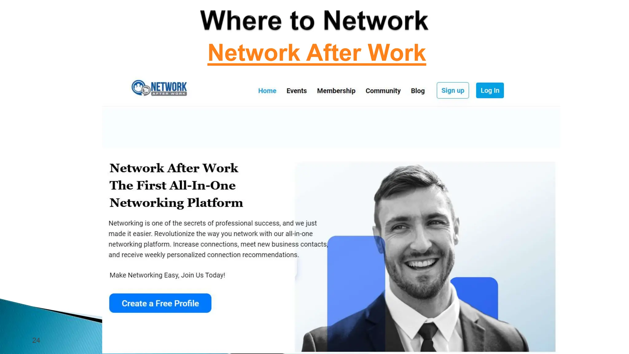 24
Network After Work
 