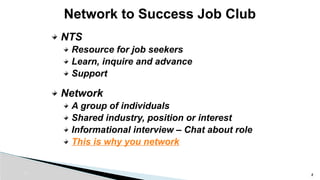 Effective Networking for Your Career - Network to Success Job Club | PPTX