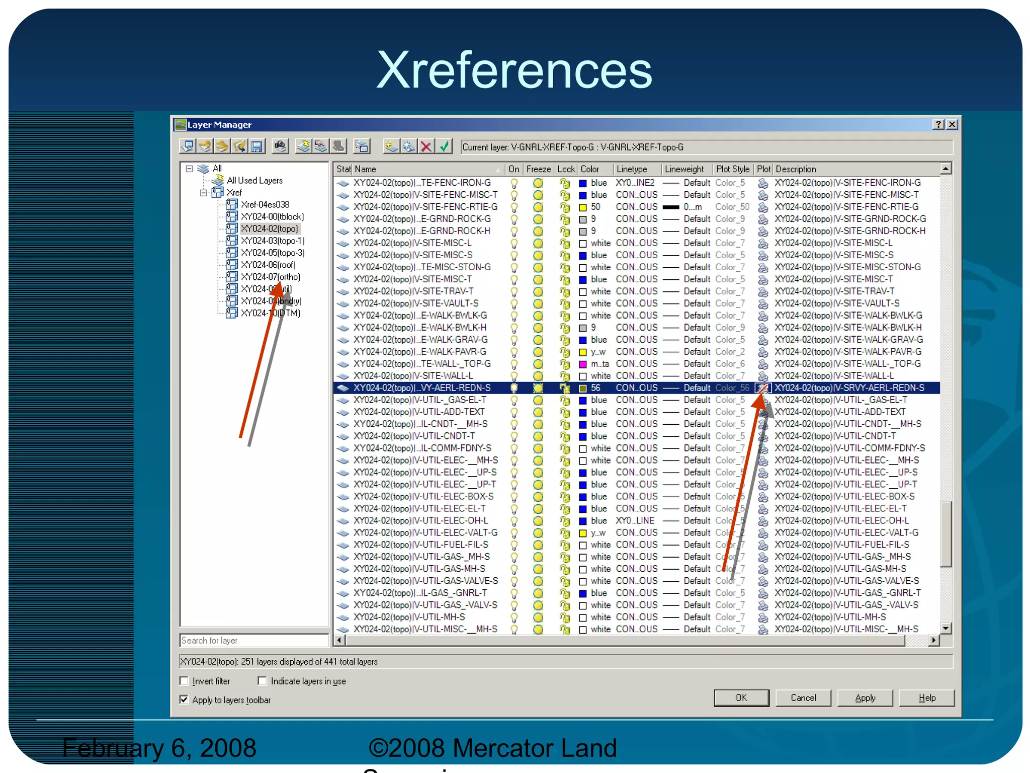 February 6, 2008 ©2008 Mercator Land
Xreferences
 