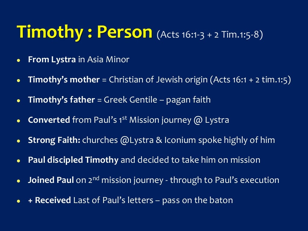 New Testament Survey no.25 Paul First Letter to Timothy