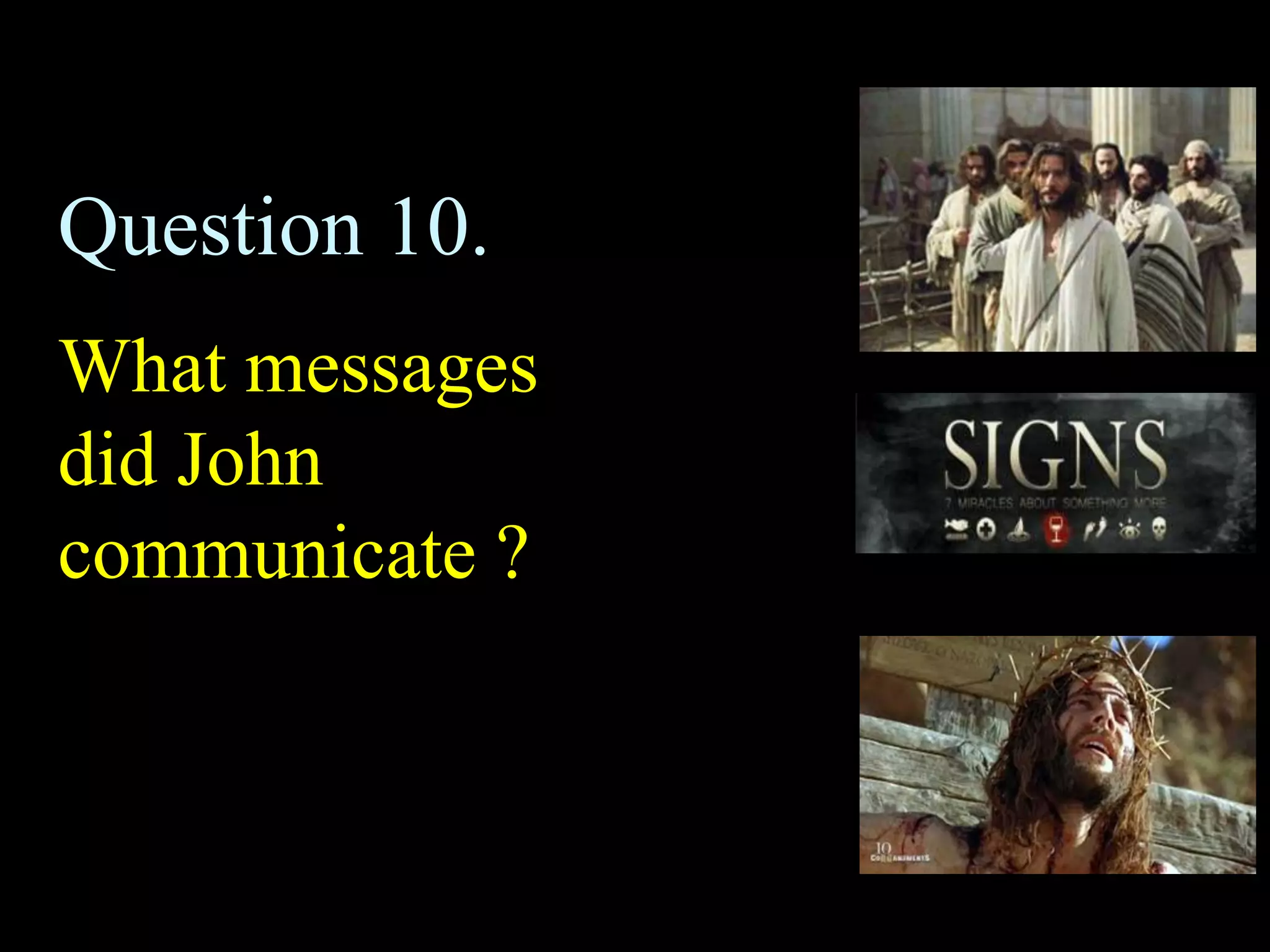 Question 10.
What messages
did John
communicate ?
 