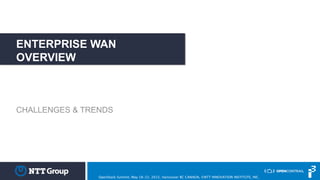 CHALLENGES & TRENDS
ENTERPRISE WAN
OVERVIEW
OpenStack Summit, May 18-22, 2015, Vancouver BC CANADA, ©NTT INNOVATION INSTITUTE, INC.
 