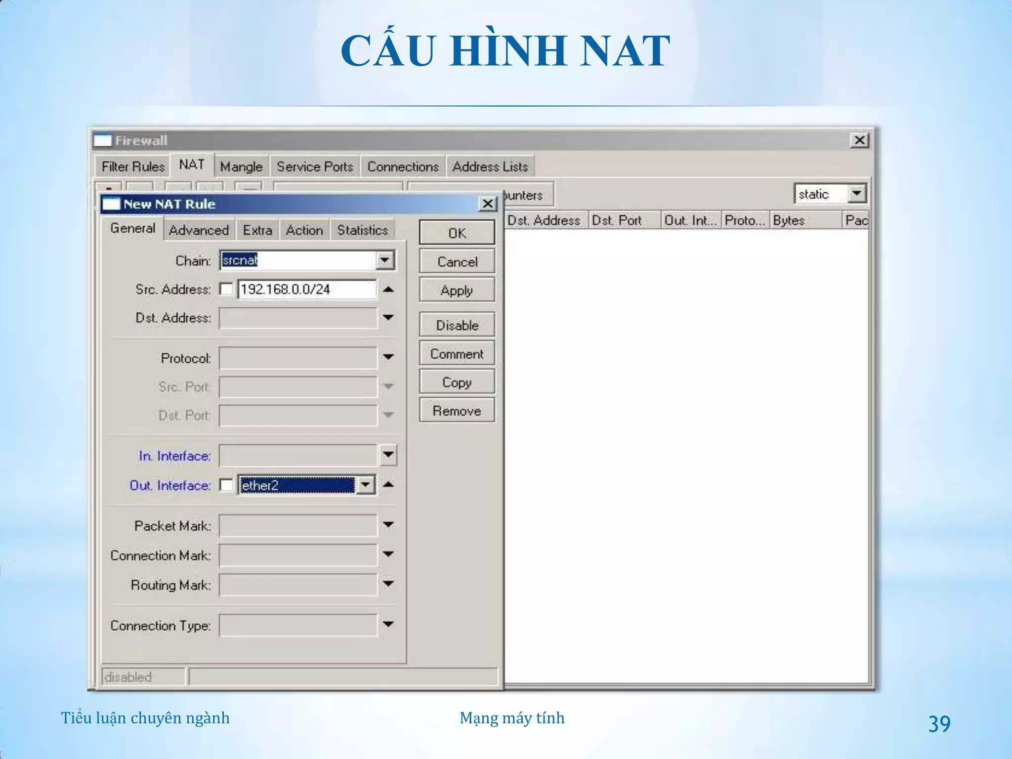 CẤU HÌNH NAT

Tiểu luận chuyên ngành

Mạng máy tính

39

 