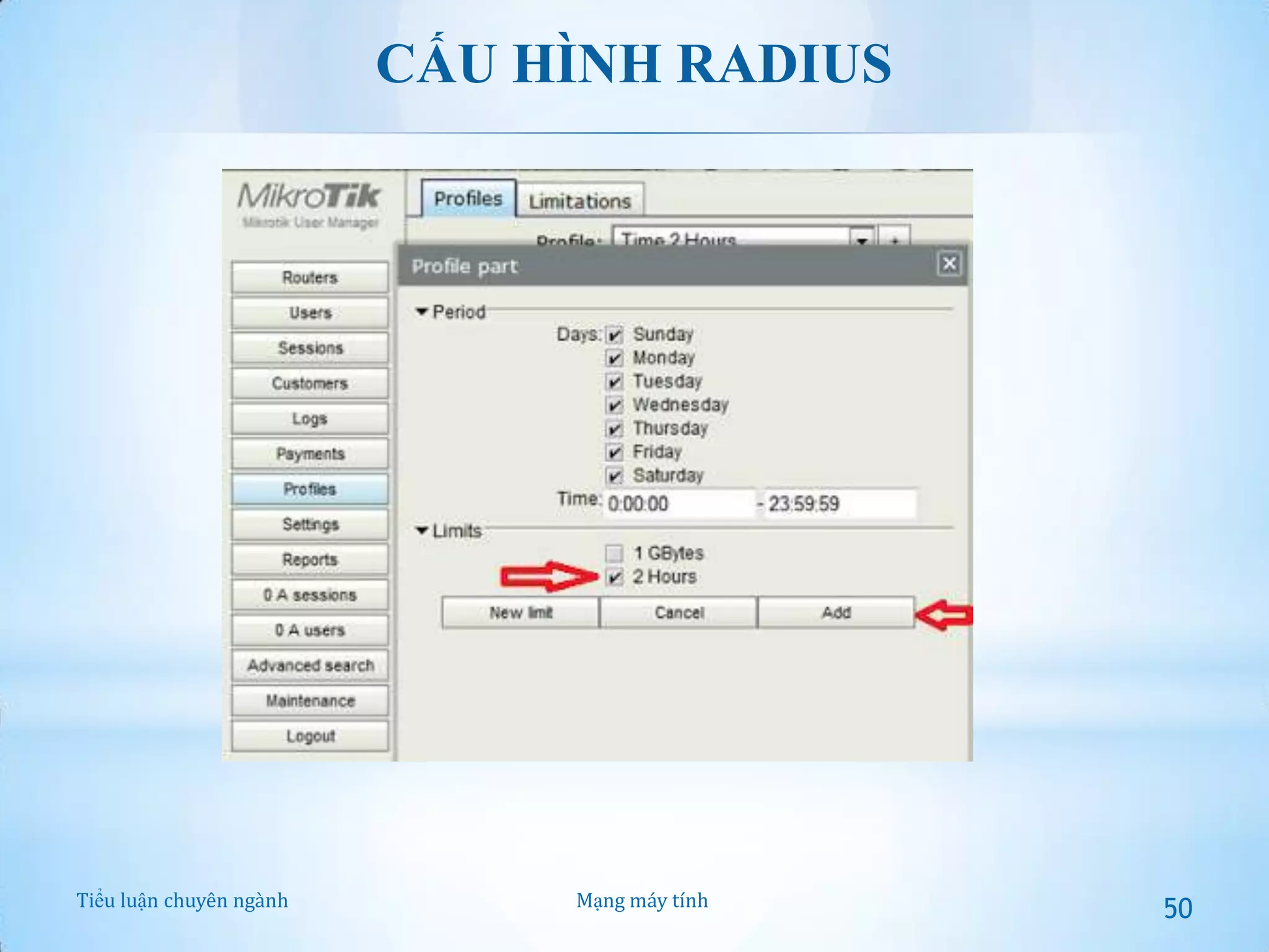 CẤU HÌNH RADIUS

Tiểu luận chuyên ngành

Mạng máy tính

50

 