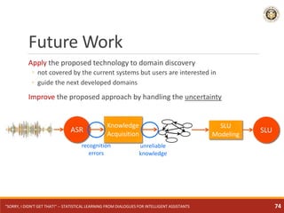 Future Work
Apply the proposed technology to domain discovery
◦ not covered by the current systems but users are intereste...