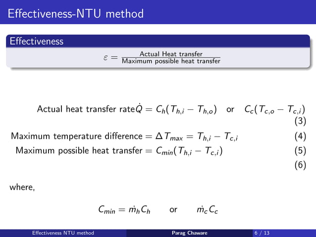 Heat Exchanger Analysis by NTU Method - Basics | PDF | Physics | Science