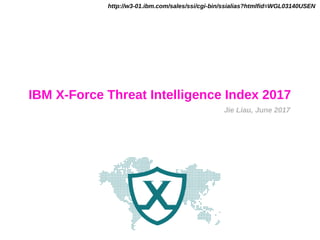 IBM X-Force Threat Intelligence Index 2017
Jie Liau, June 2017
http://w3-01.ibm.com/sales/ssi/cgi-bin/ssialias?htmlfid=WGL03140USEN
 