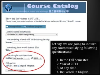 How to Select Course at NTUST