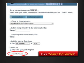 How to Select Course at NTUST