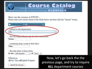 How to Select Course at NTUST