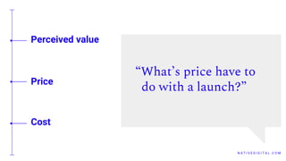 N A T I V E D I G I T A L . C O M
Perceived value
Price
Cost
“What’s price have to
do with a launch?”
 