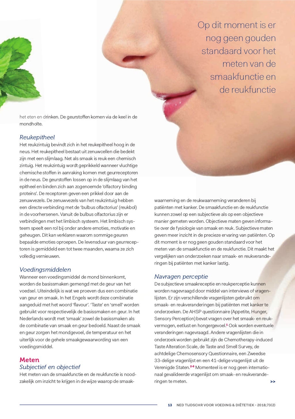 Overzichtsartikel NTVD Smaak, reuk en chemotherapie Overzichtsartikel NTVD Smaak, reuk en chemotherapie