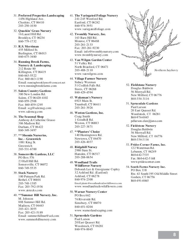 Connecticut Native Tree and Shrub Availability List